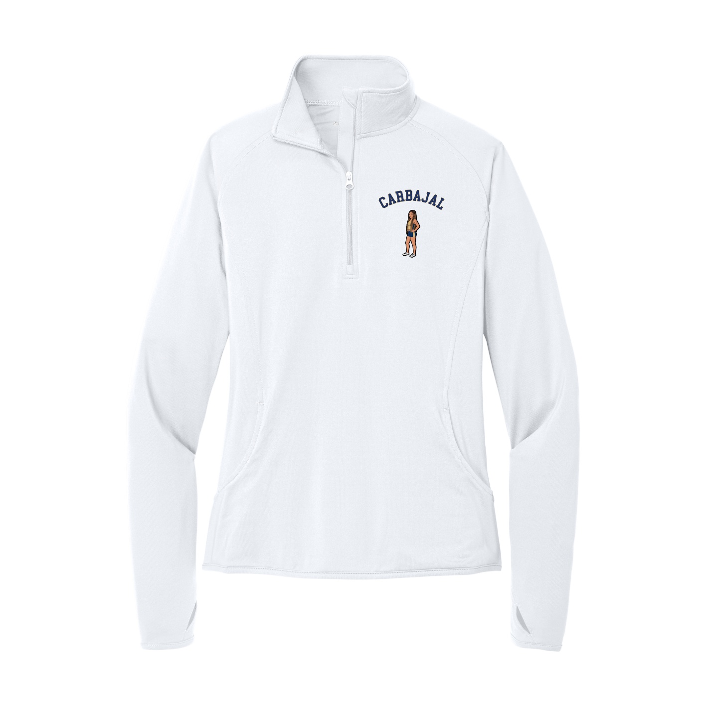 Women's Q-Zip Pullover — Shirsey Arch in White