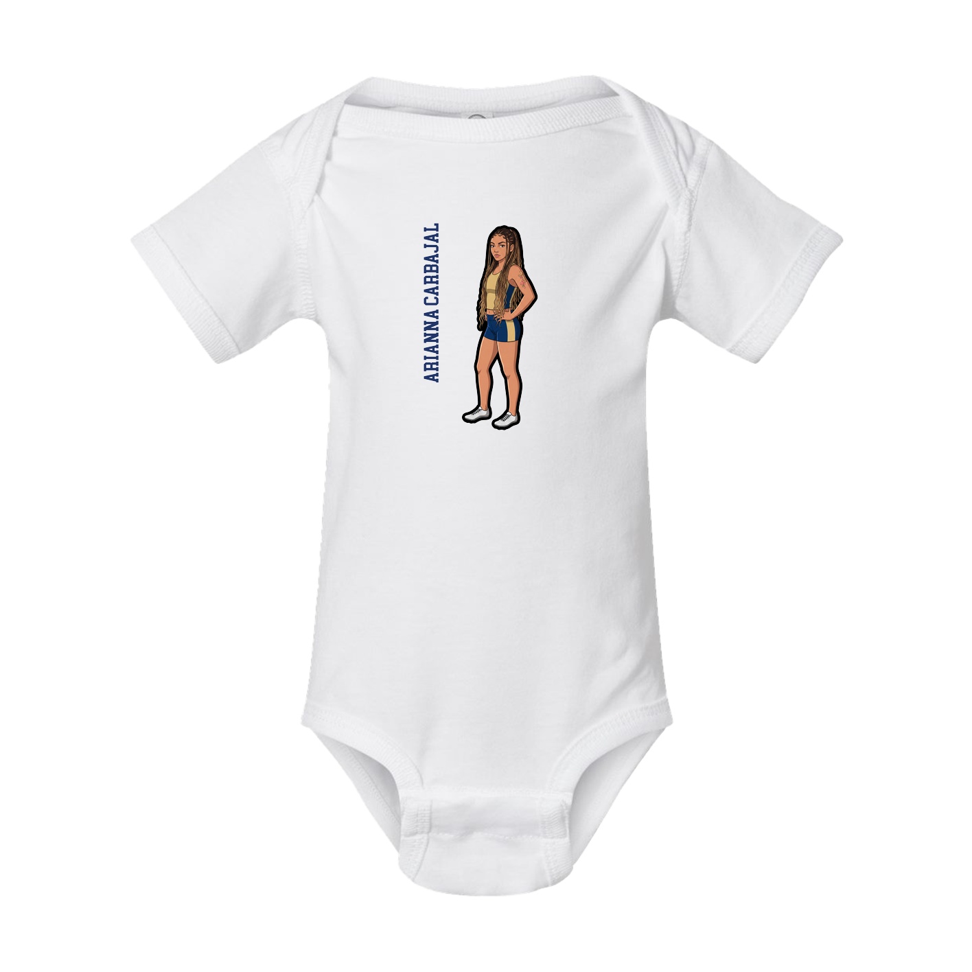 Baby Onesie — Name Vertical in White