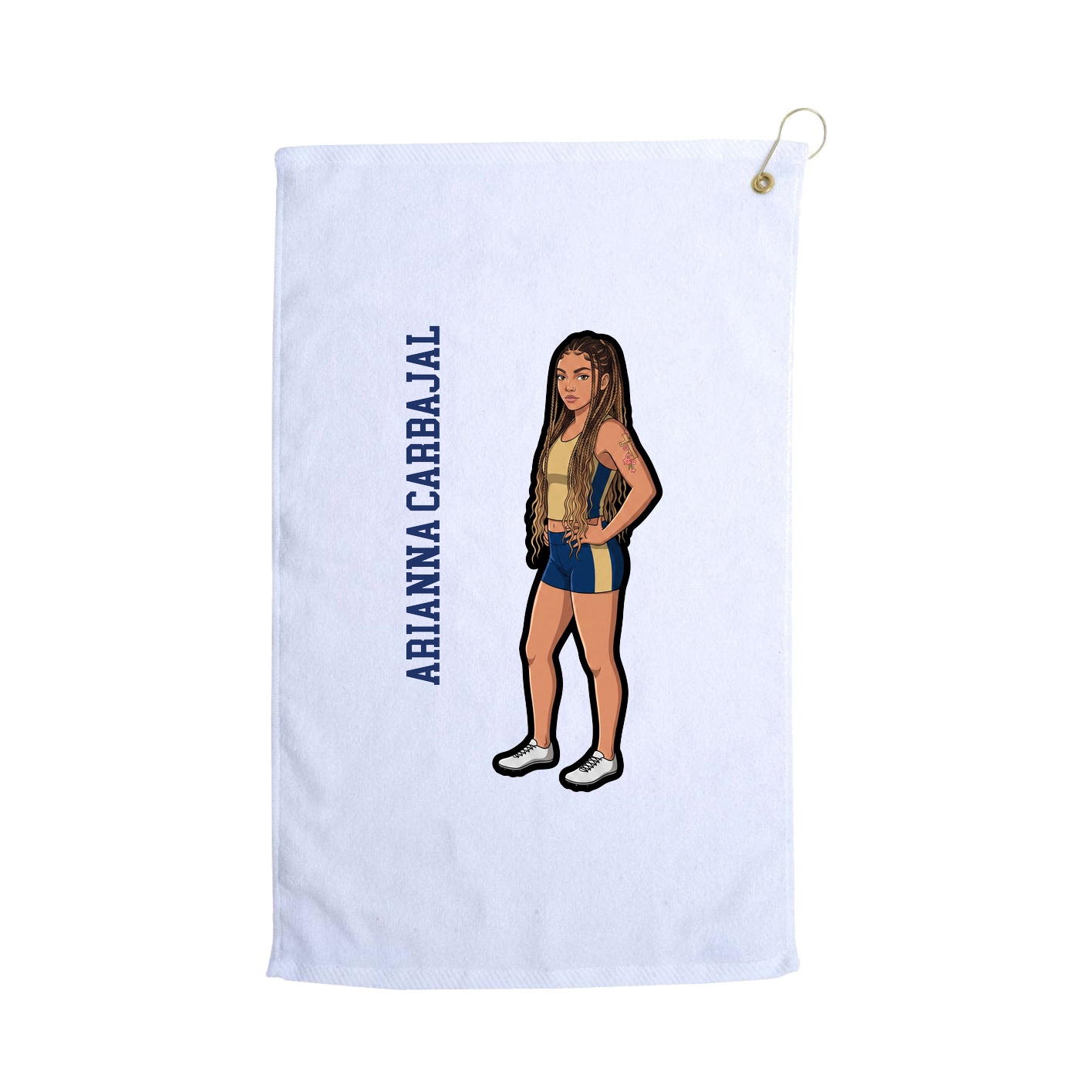 Golf Towel — Name Vertical in White