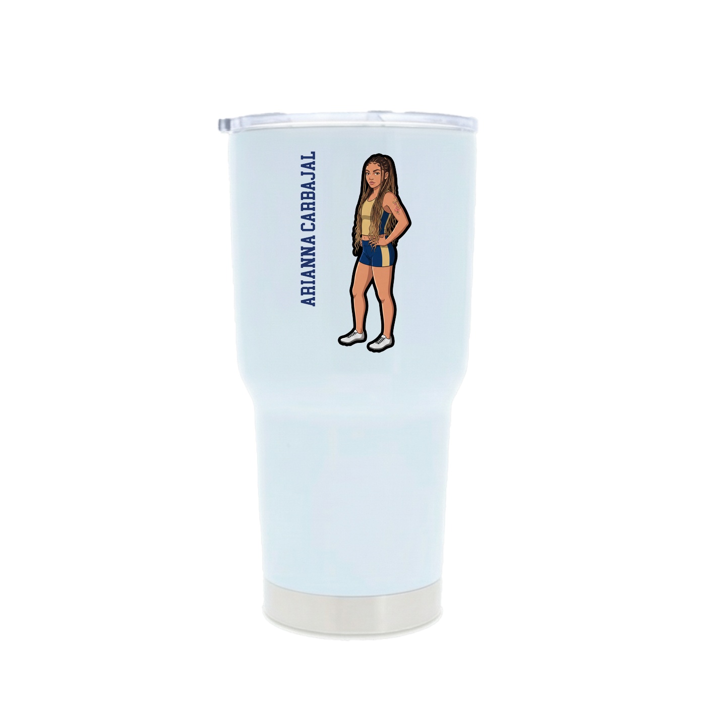 30oz Stainless Steel Tumbler — Name Vertical in White