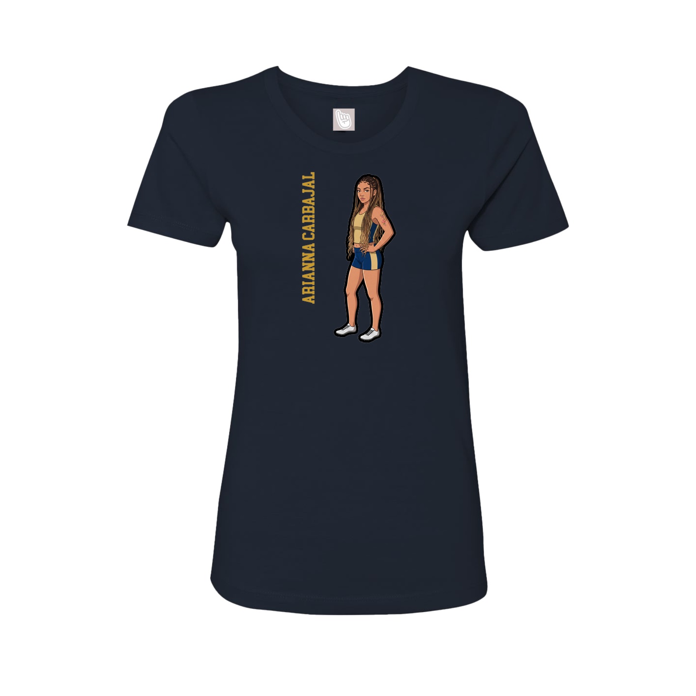 Womens Tee — Name Vertical in Navy