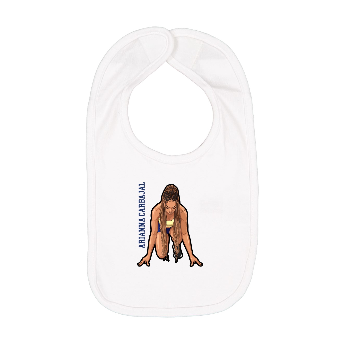 Infant Bib — Name Vertical in White