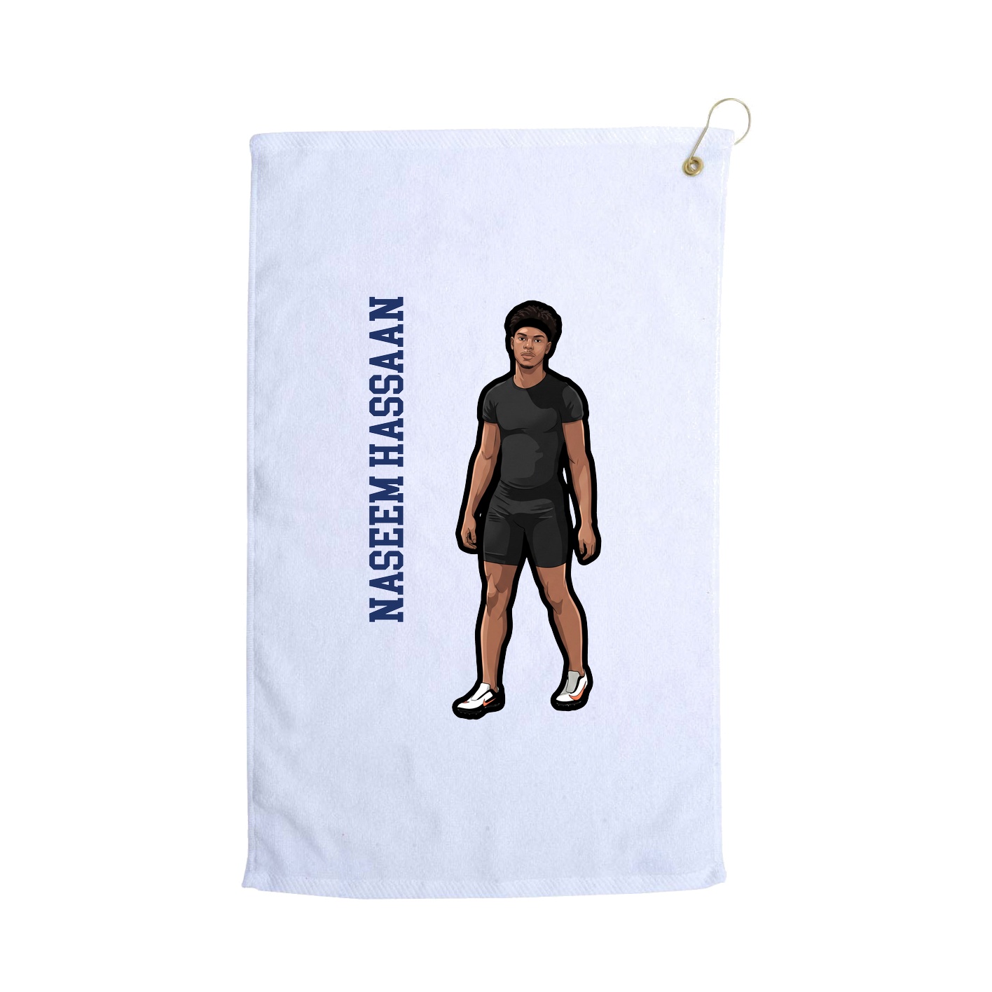 Golf Towel — Name Vertical in White