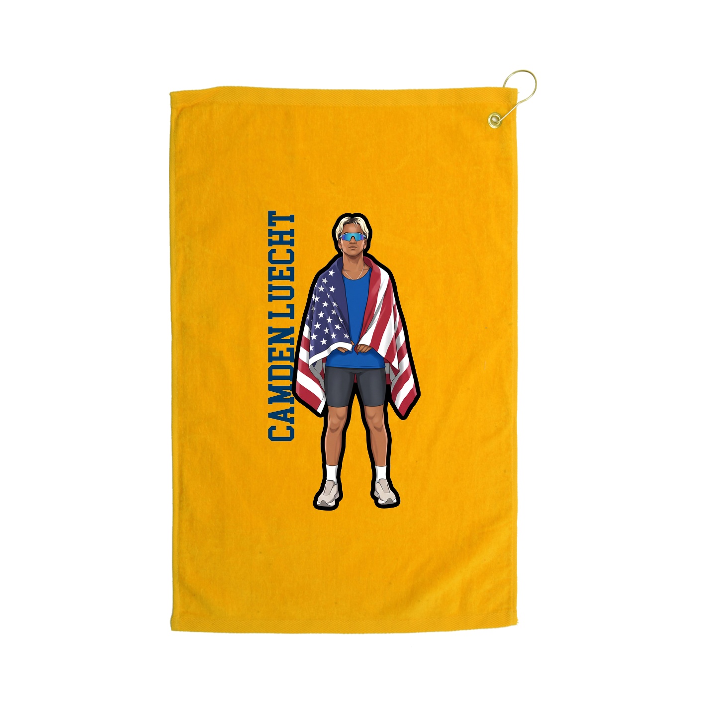 Golf Towel — Name Vertical in Gold