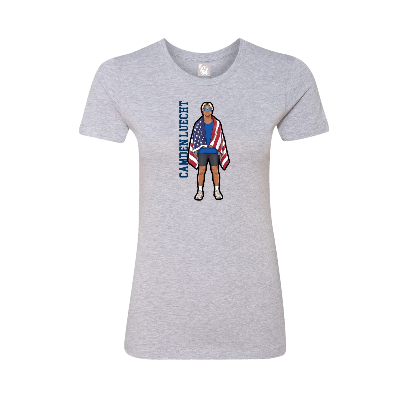 Womens Tee — Name Vertical in Grey