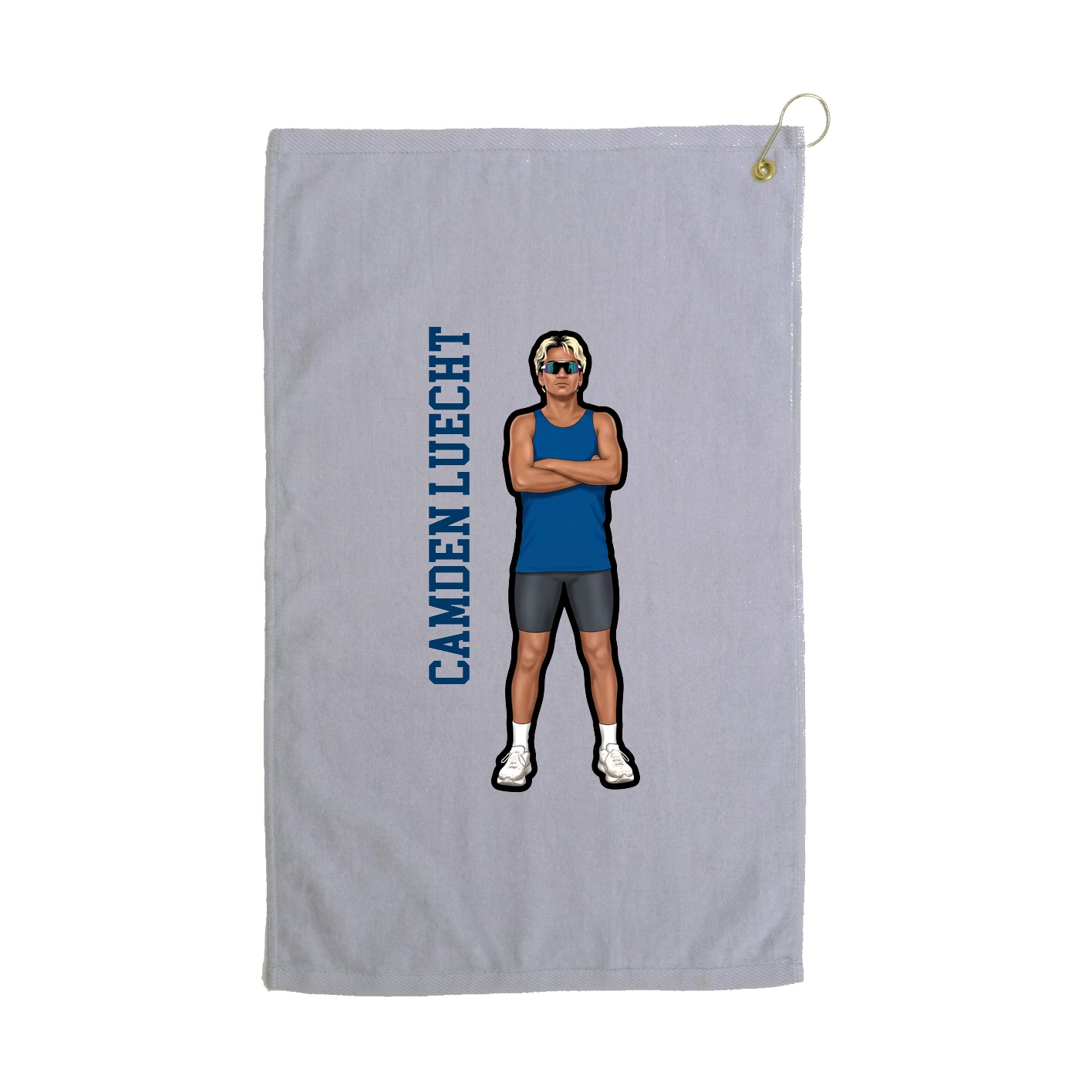 Golf Towel — Name Vertical in Grey