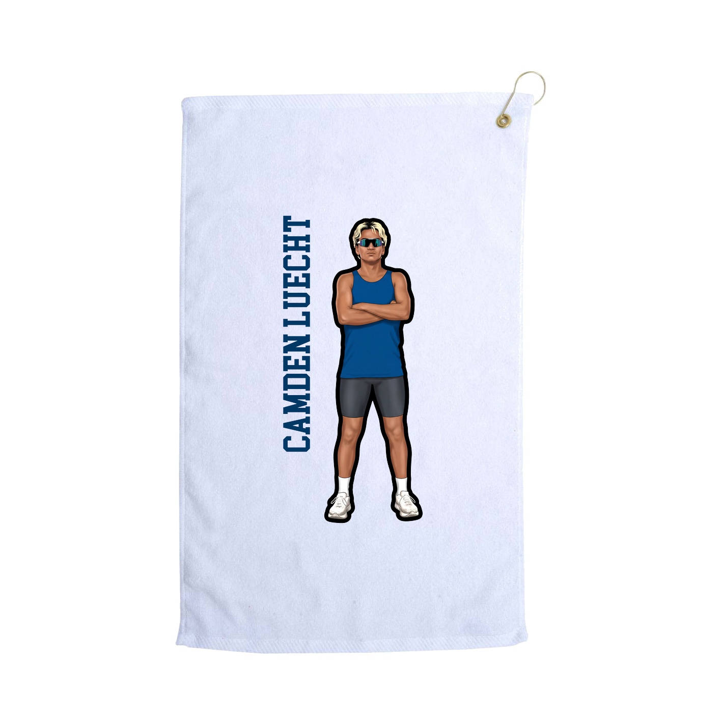 Golf Towel — Name Vertical in White