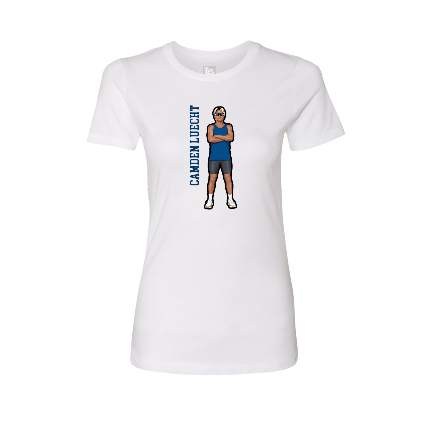 Womens Tee — Name Vertical in White
