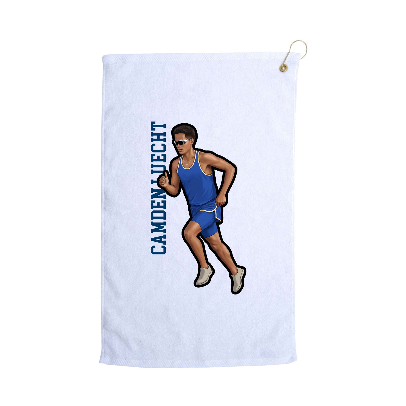 Golf Towel — Name Vertical in White