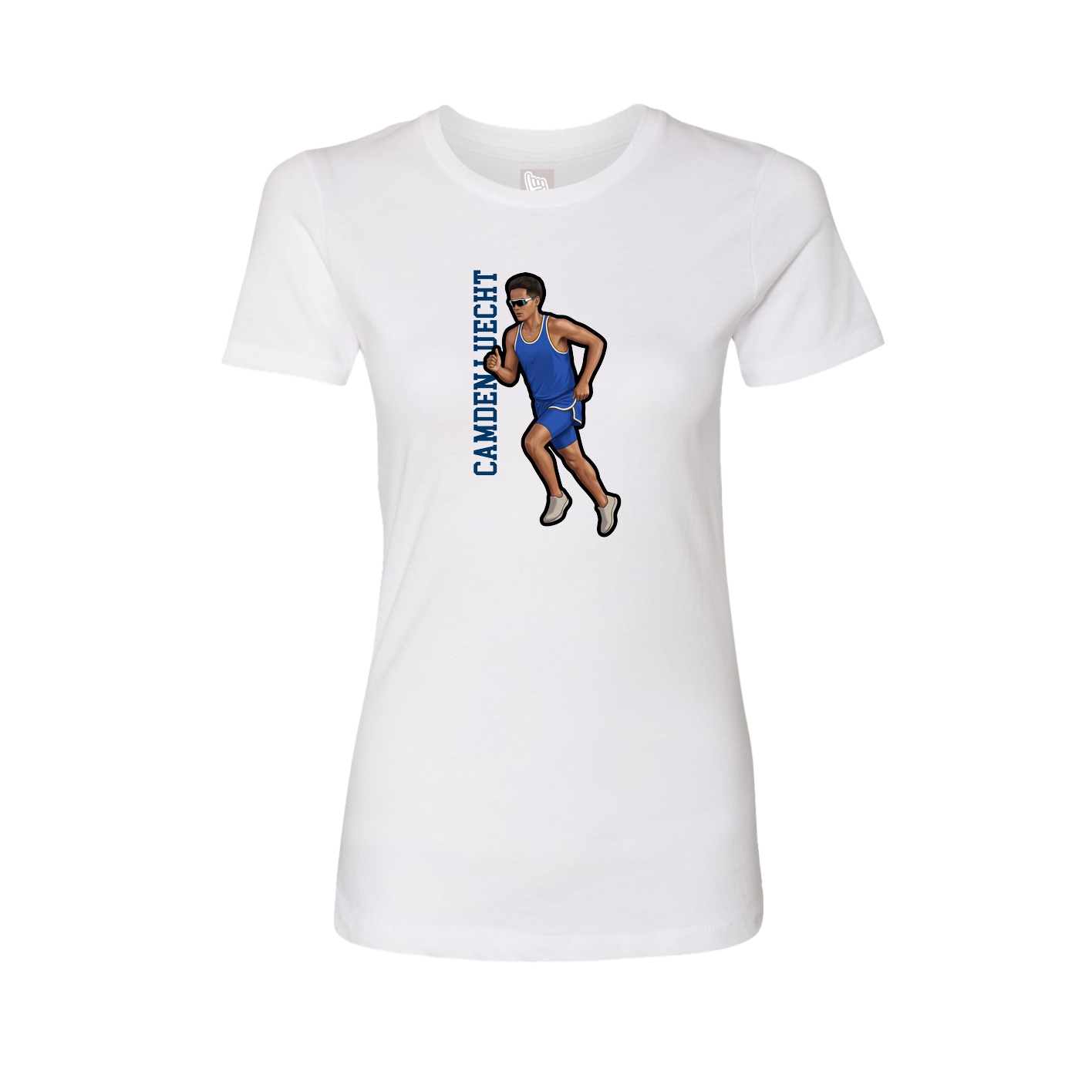 Fitted Women's Tee — Name Vertical in White