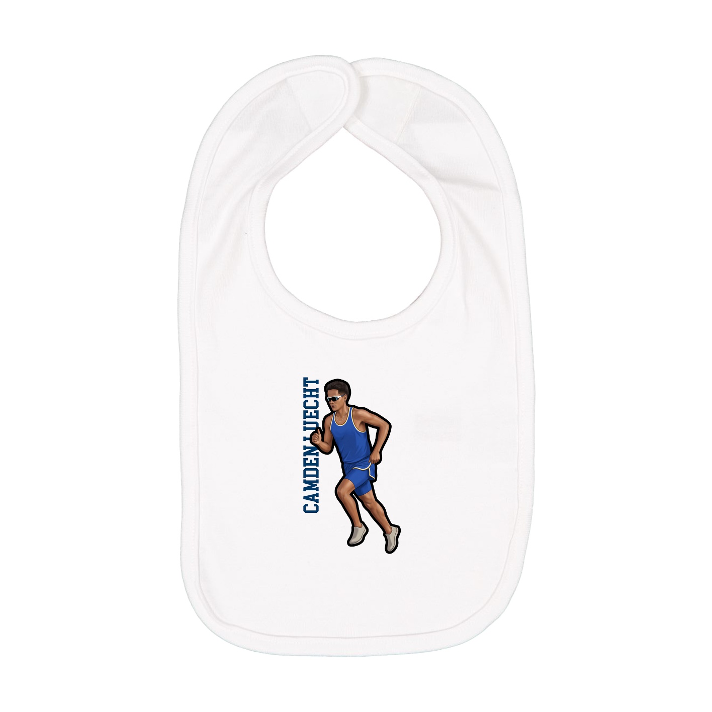 Infant Bib — Name Vertical in White