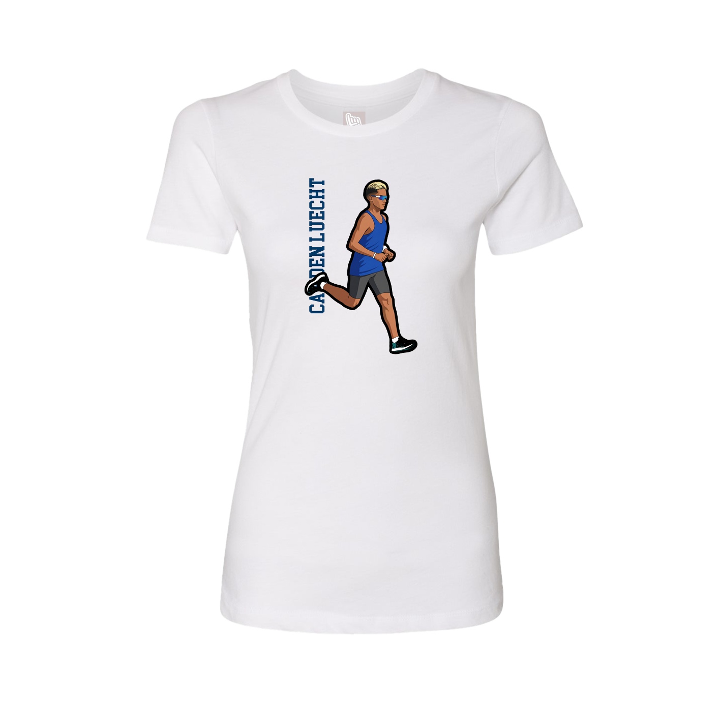 Womens Tee — Name Vertical in White