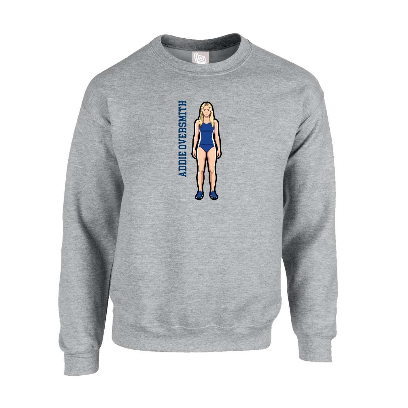 Fleece Crew — Name Vertical in Grey