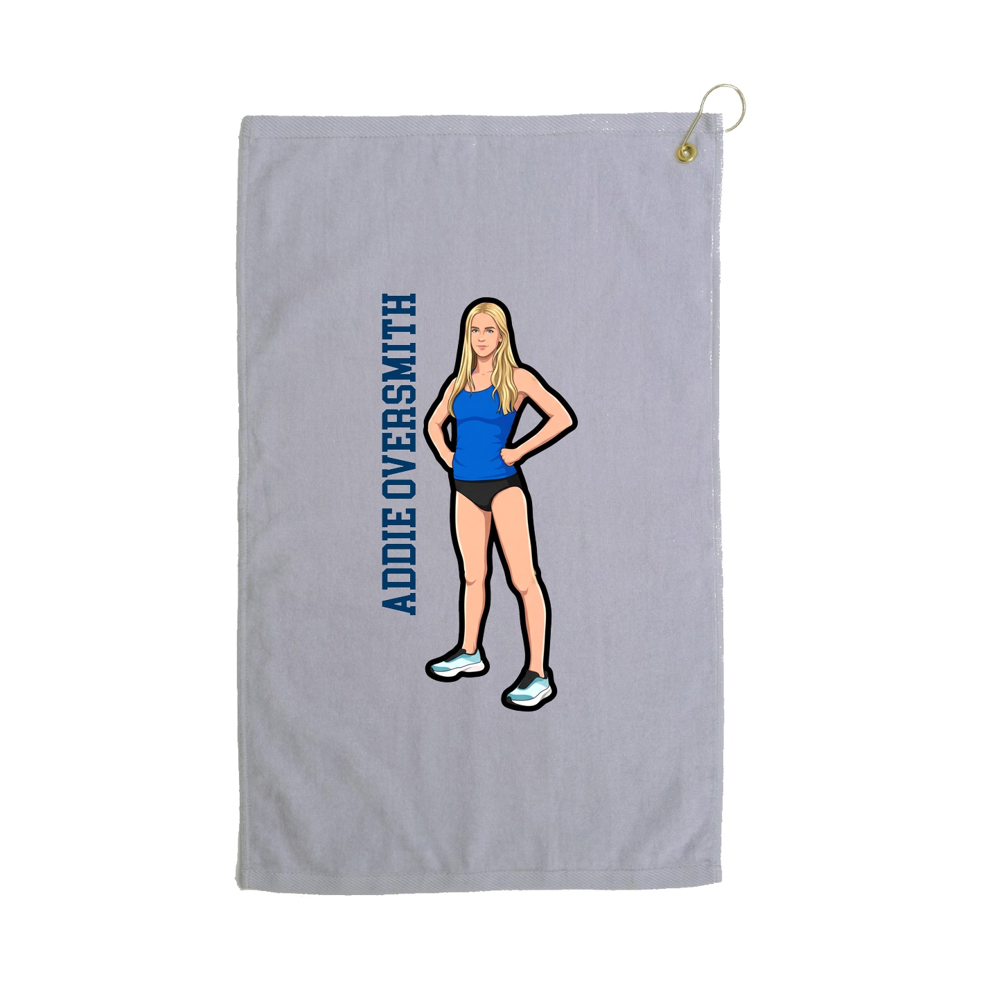 Golf Towel — Name Vertical in Grey