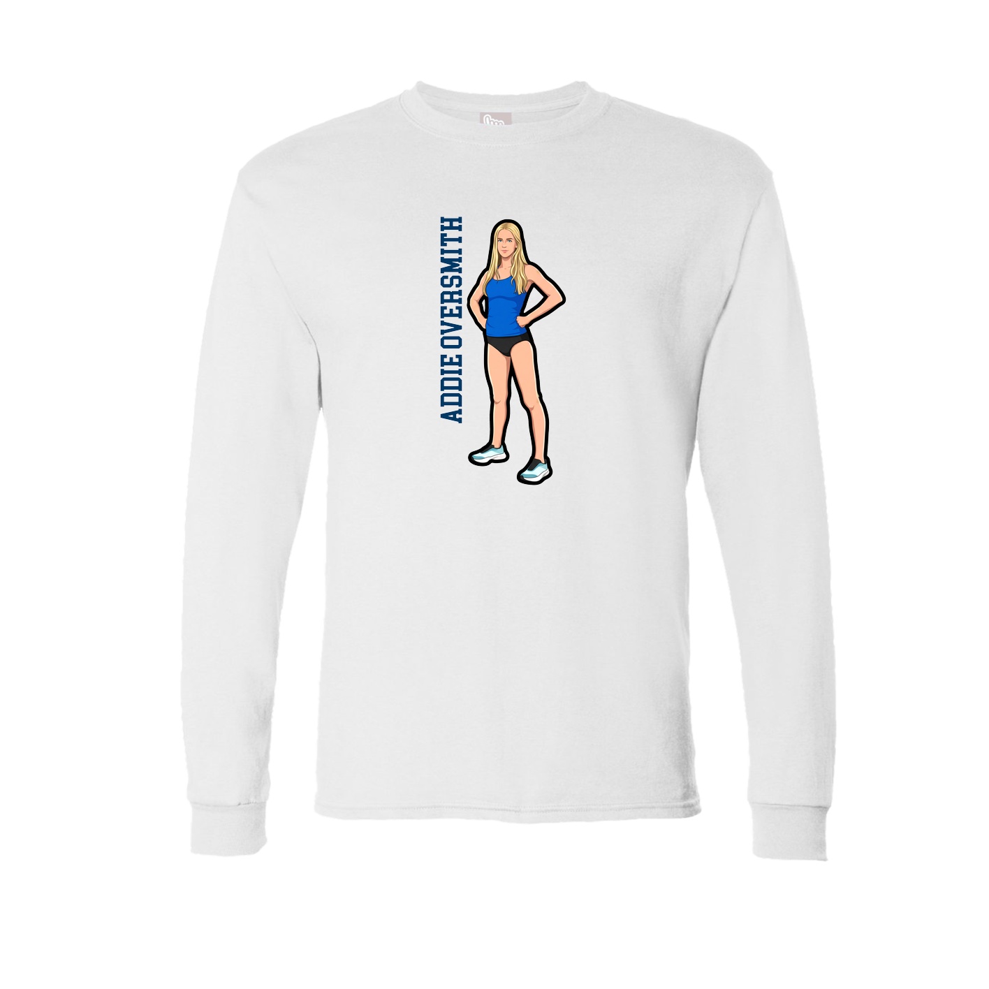 Long Sleeve Tee — Name Vertical in White