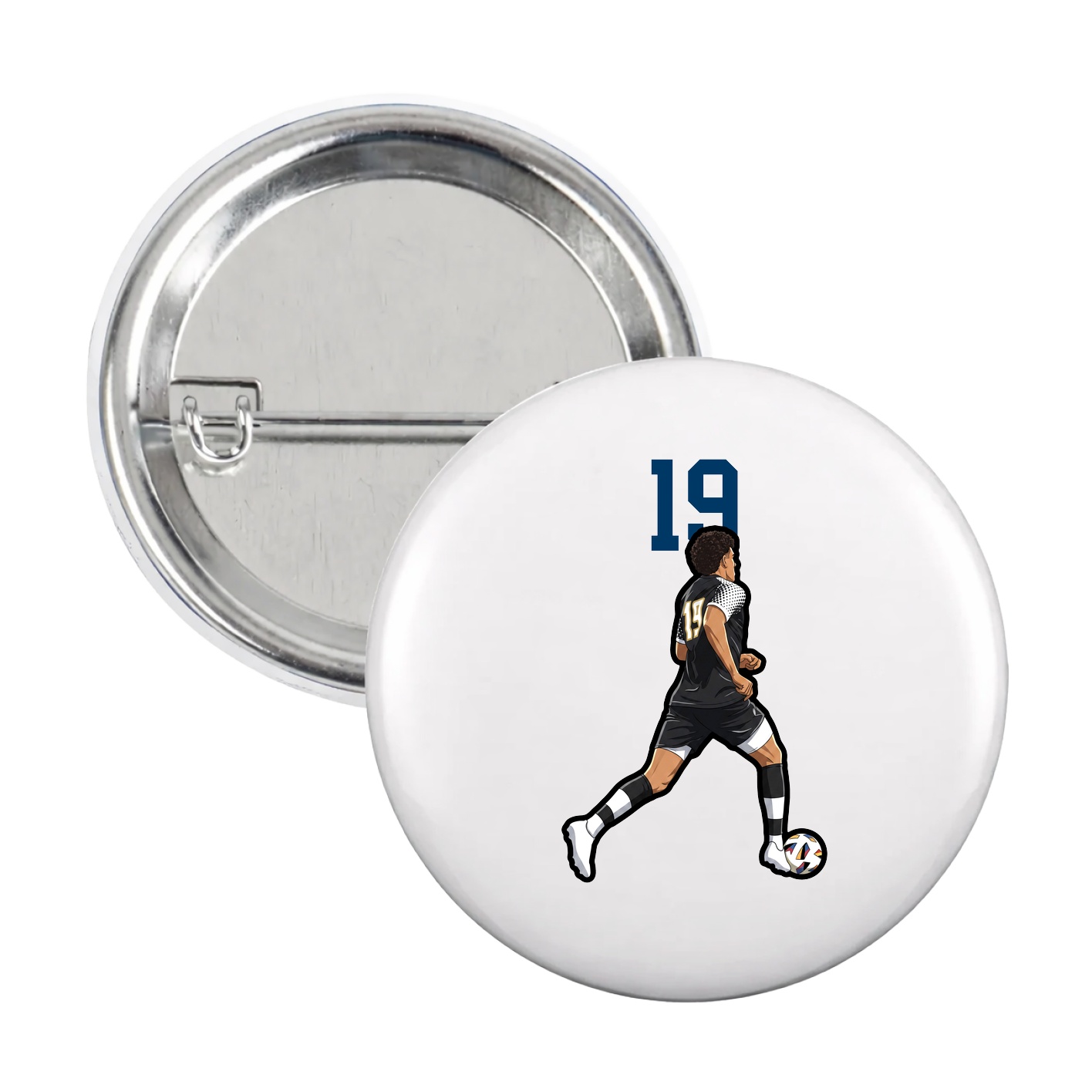 Game Day Button — Number Top in White