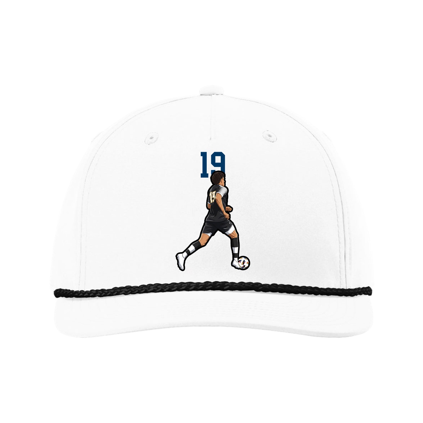 Five-Panel Classic Rope Cap — Number Top in White