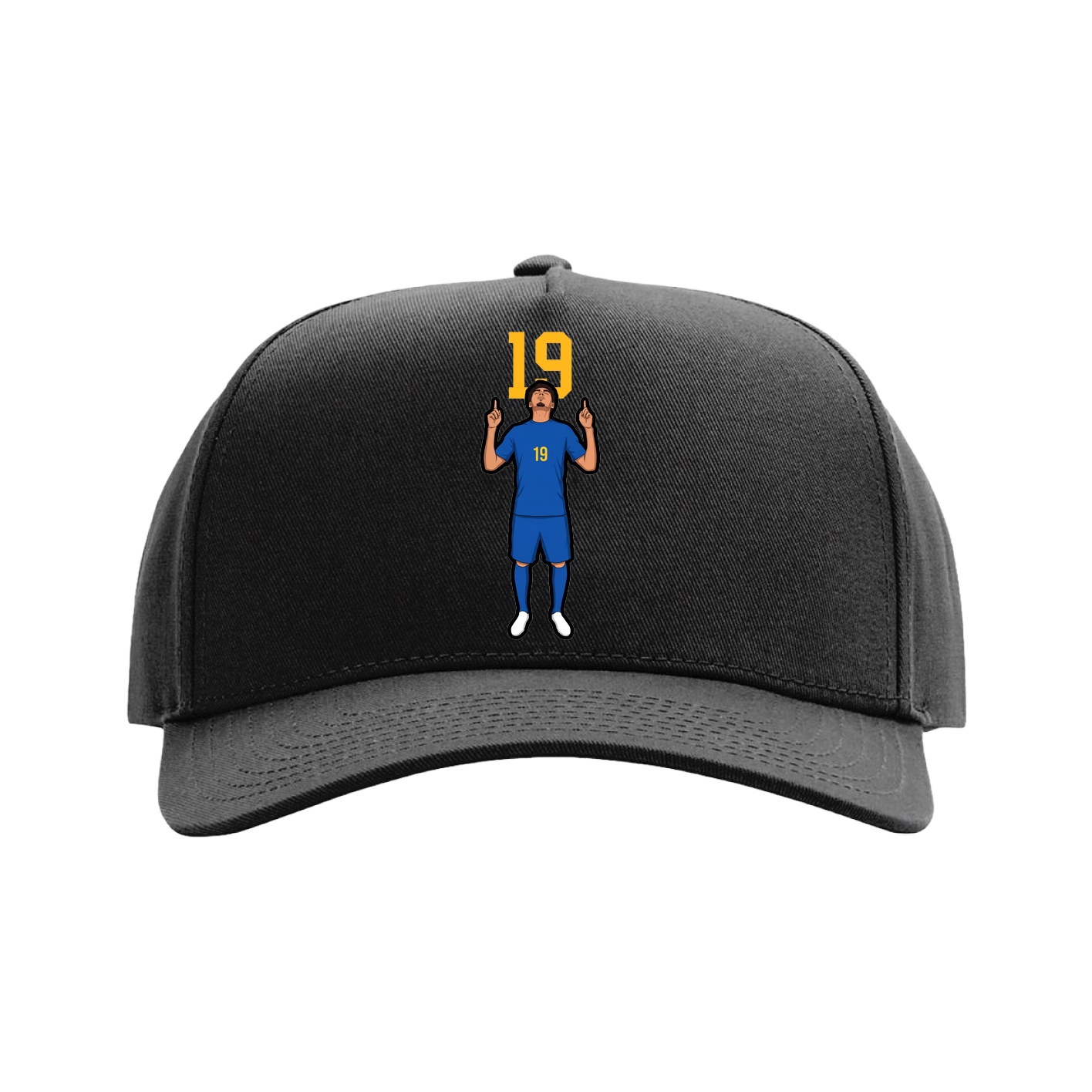 Full Fabric Five-Panel Champ Cap — Number Top in Black