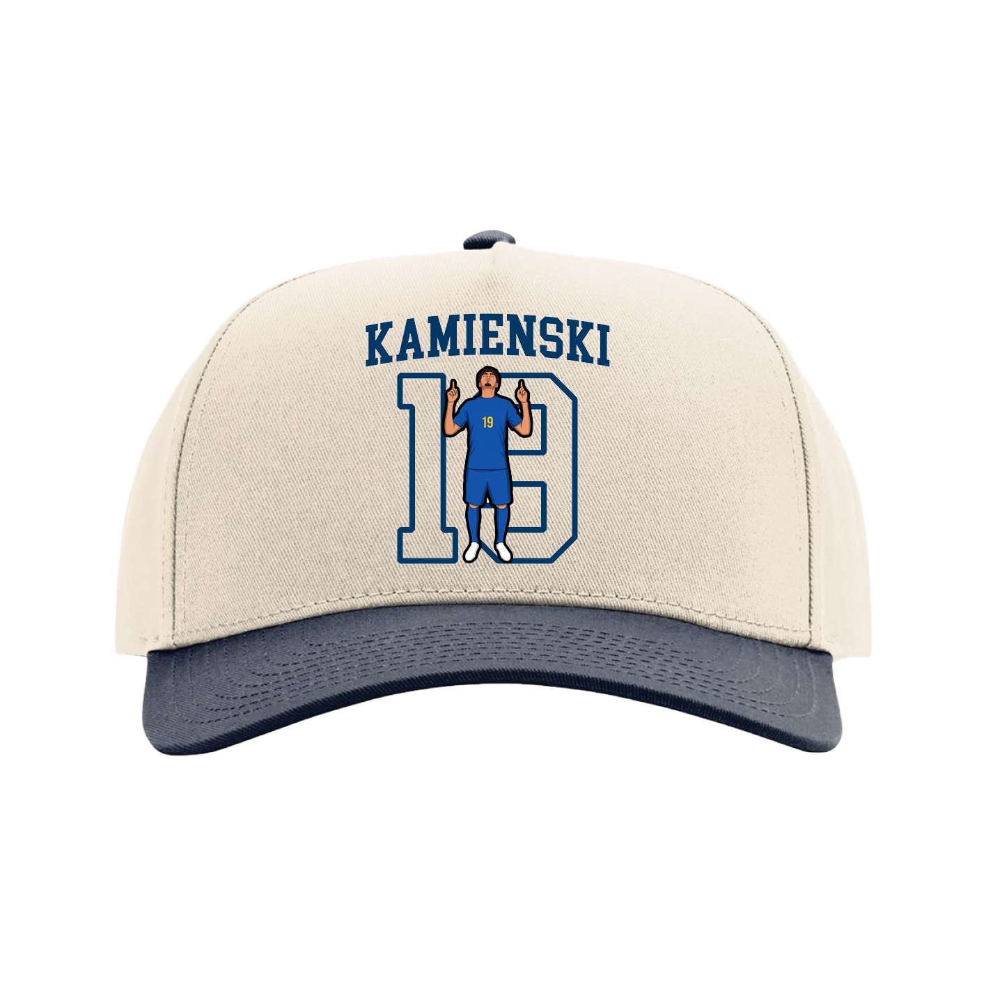 Full Fabric Five-Panel Champ Cap — Shirsey in Cream/Navy