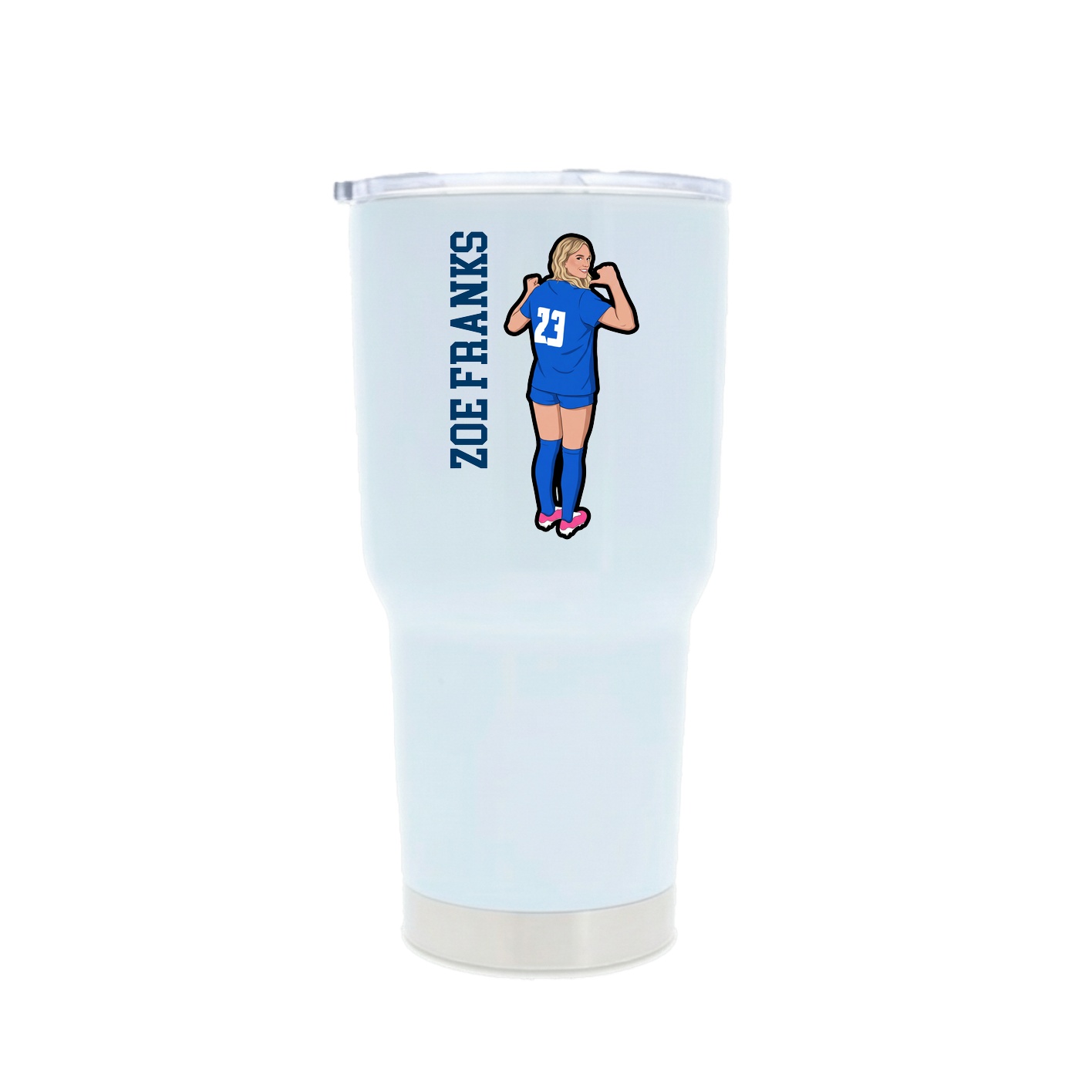 30oz Stainless Steel Tumbler — Name Vertical in White