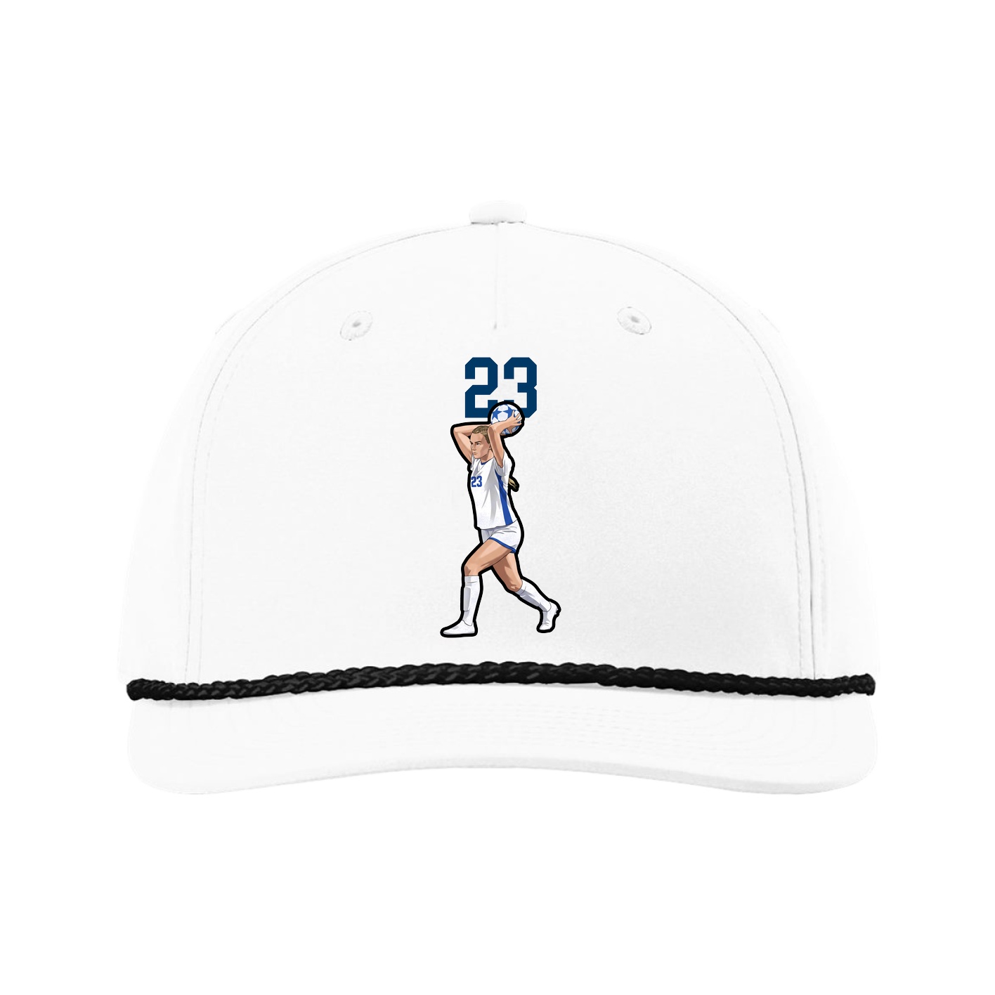 Five-Panel Classic Rope Cap — Number Top in White