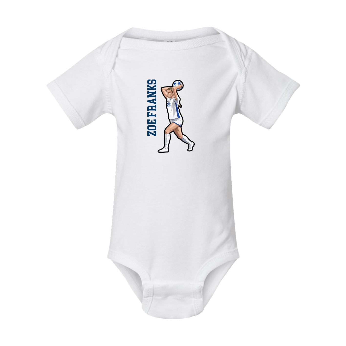 Baby Onesie — Name Vertical in White
