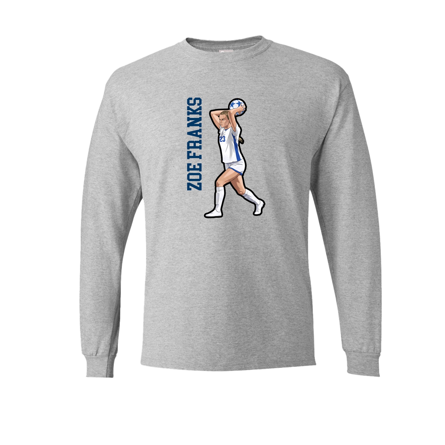 Long Sleeve Tee — Name Vertical in Grey