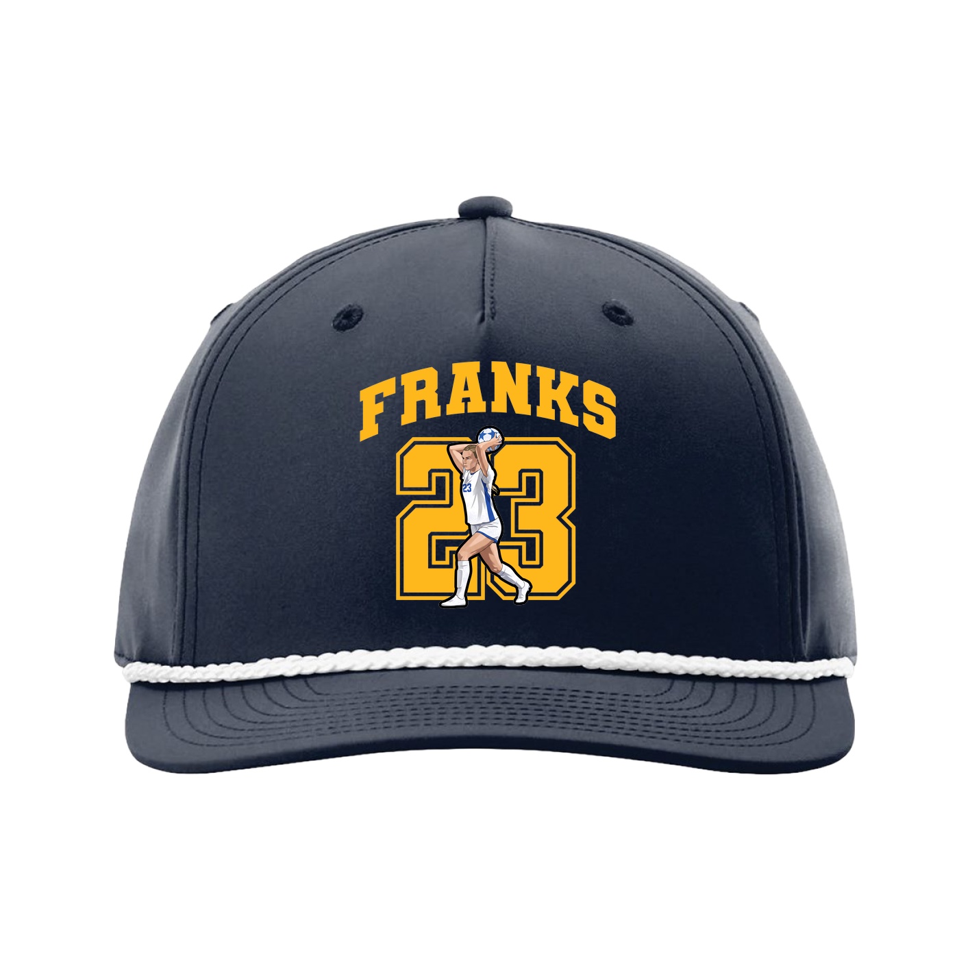 Five-Panel Classic Rope Cap — Number in Navy