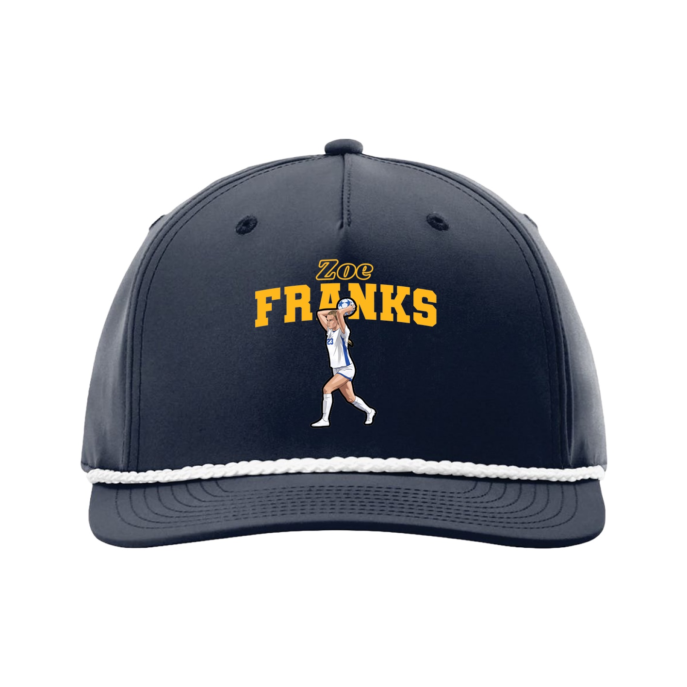 Five-Panel Classic Rope Cap — Name Arch in Navy