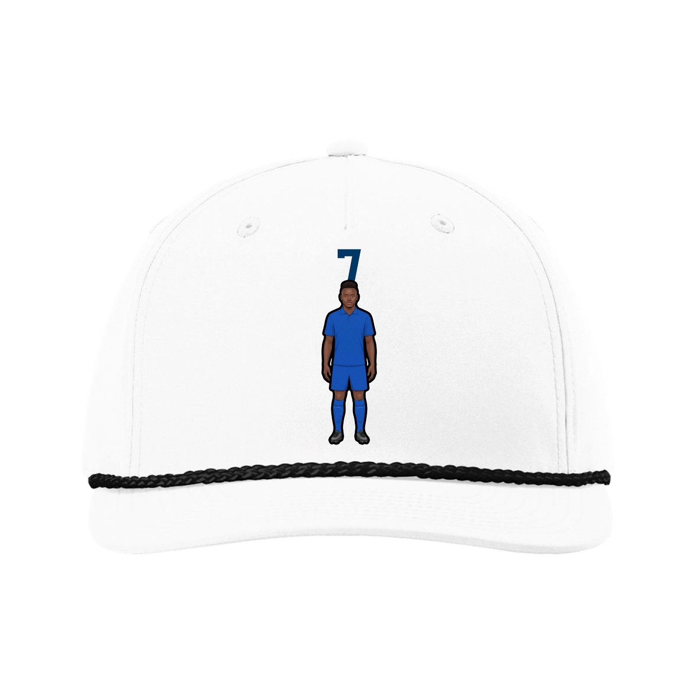 Five-Panel Classic Rope Cap — Number Top in White