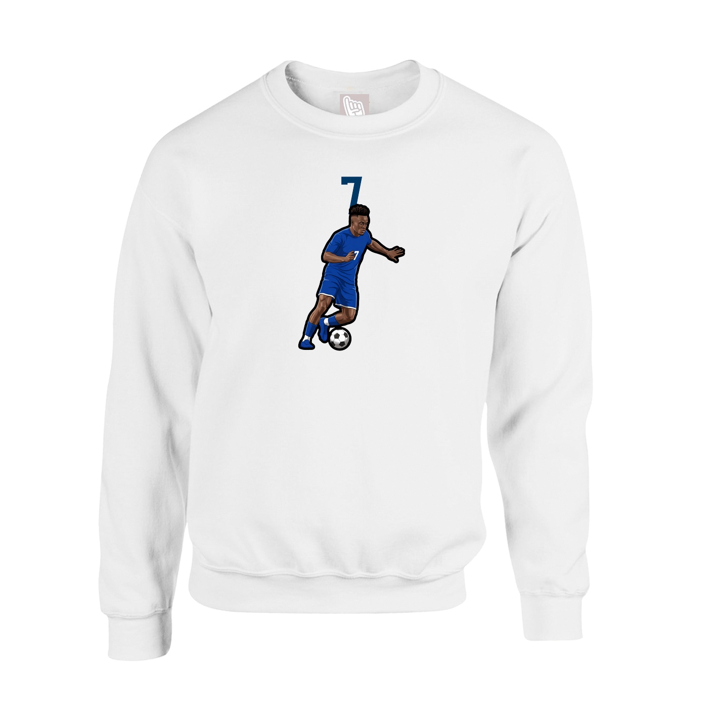 Fleece Crew — Number Top in White