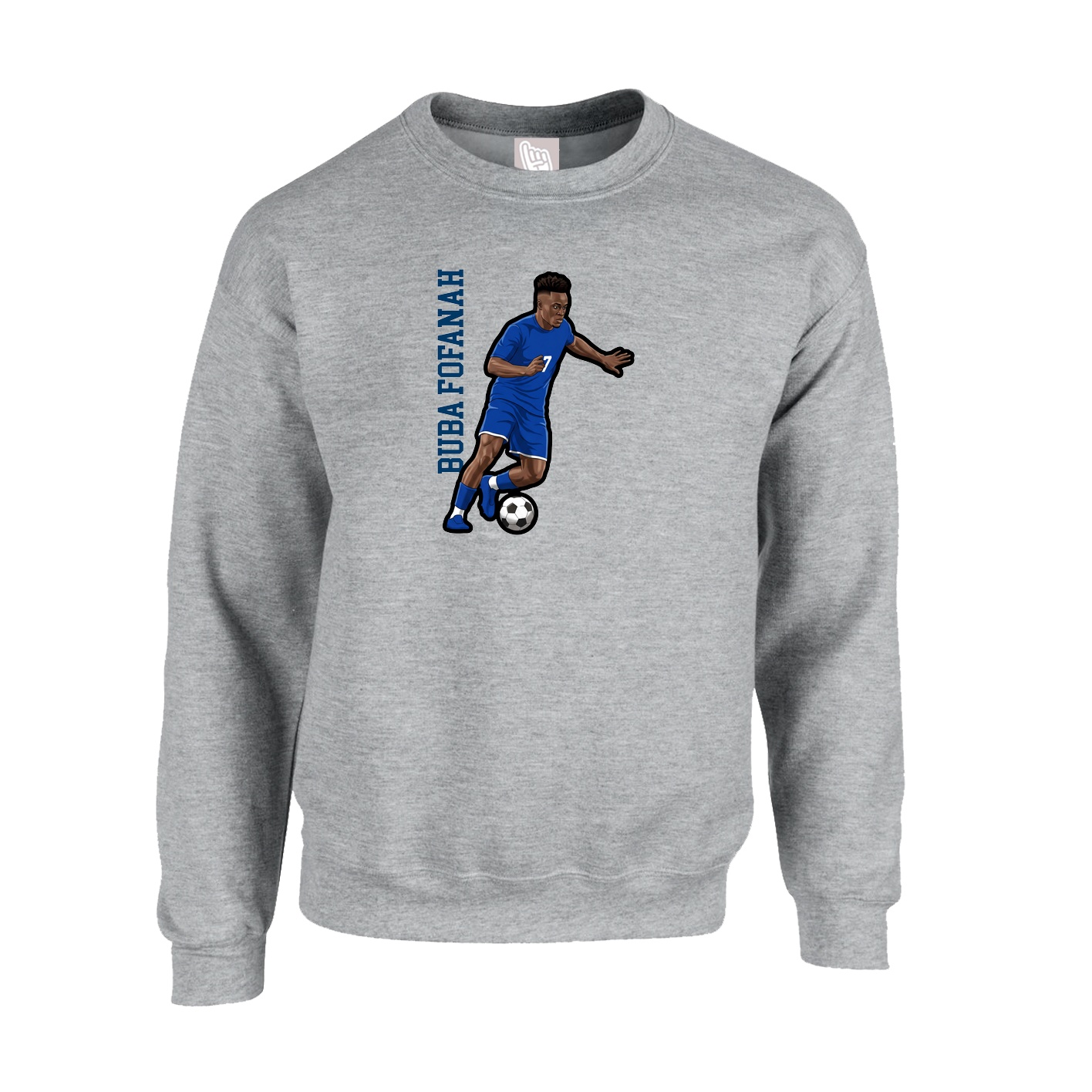 Fleece Crew — Name Vertical in Grey