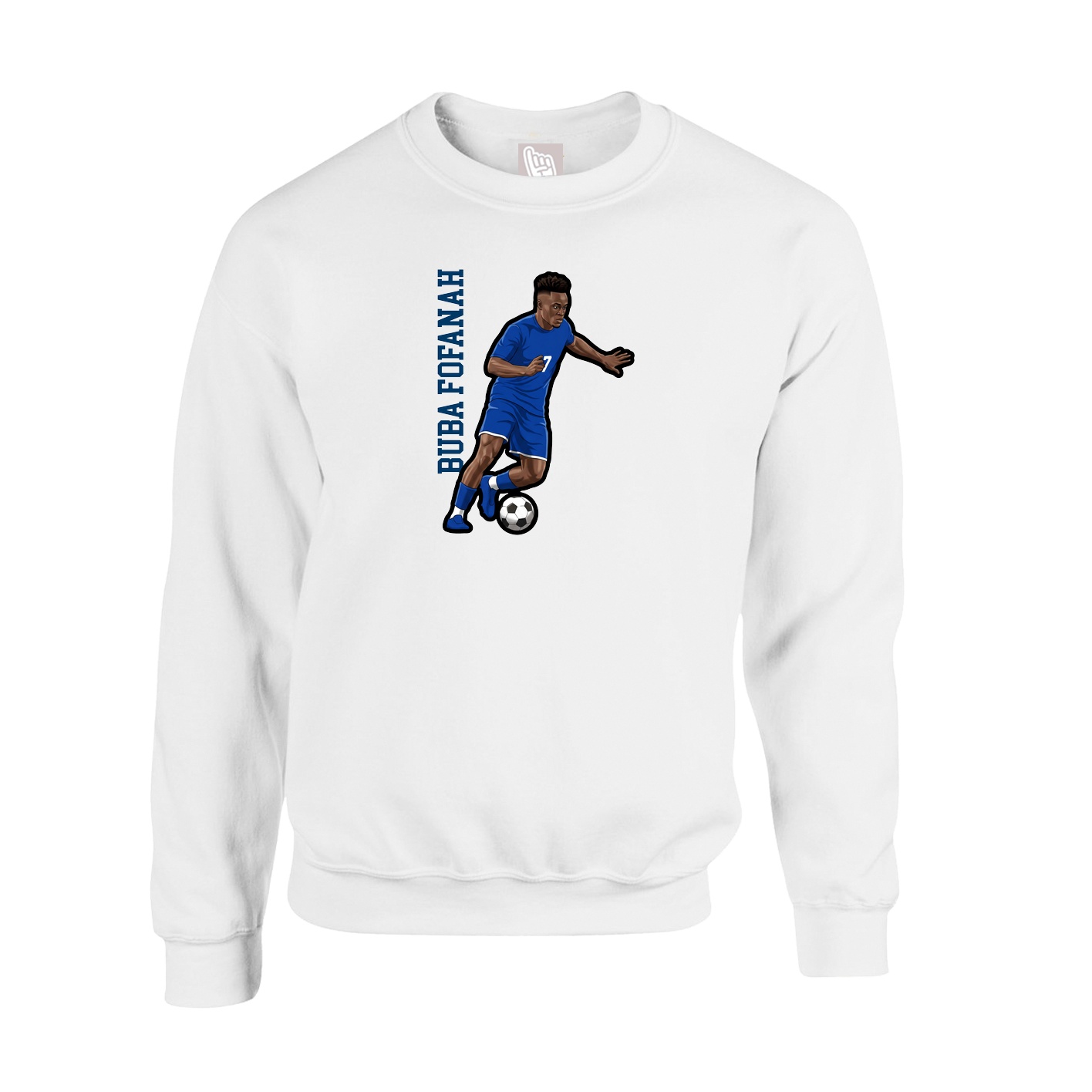 Fleece Crew — Name Vertical in White