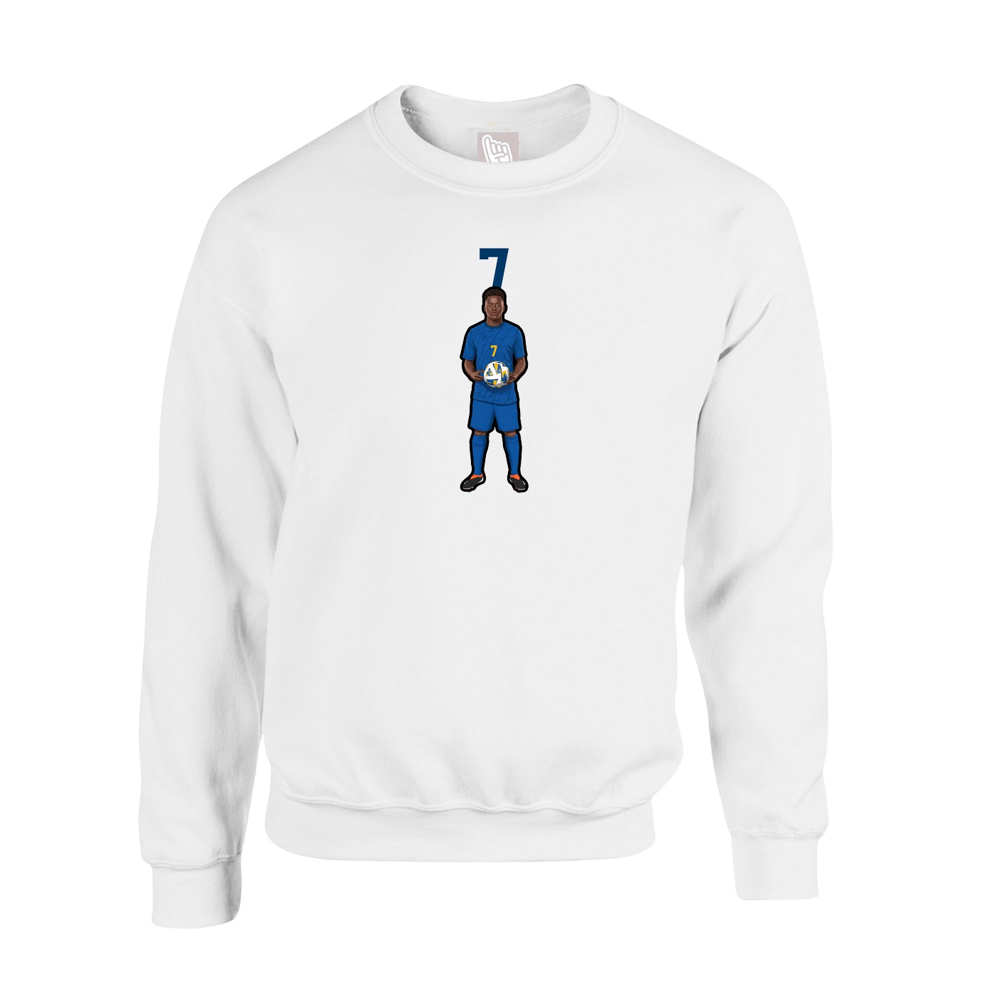 Fleece Crew — Number Top in White