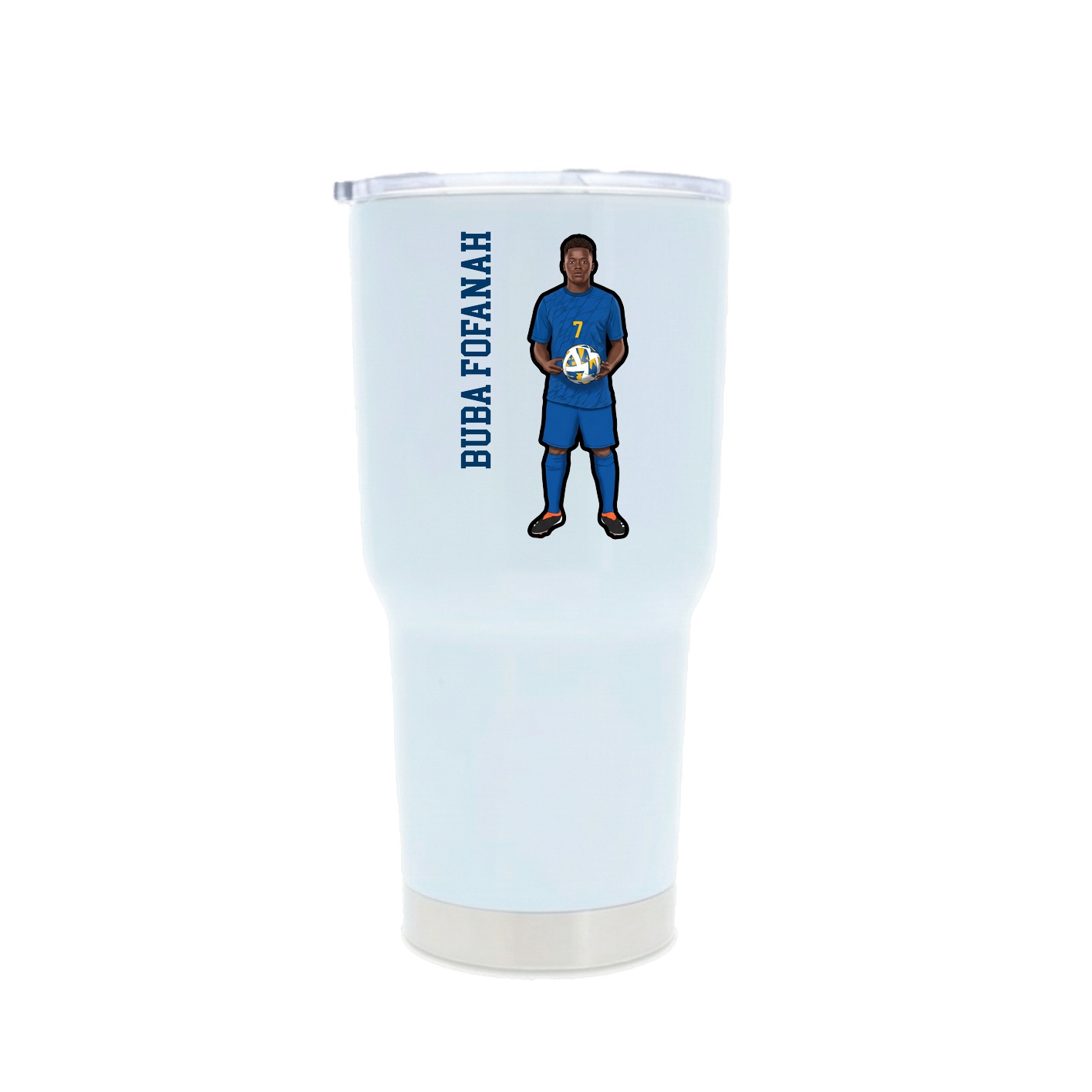 30oz Stainless Steel Tumbler — Name Vertical in White