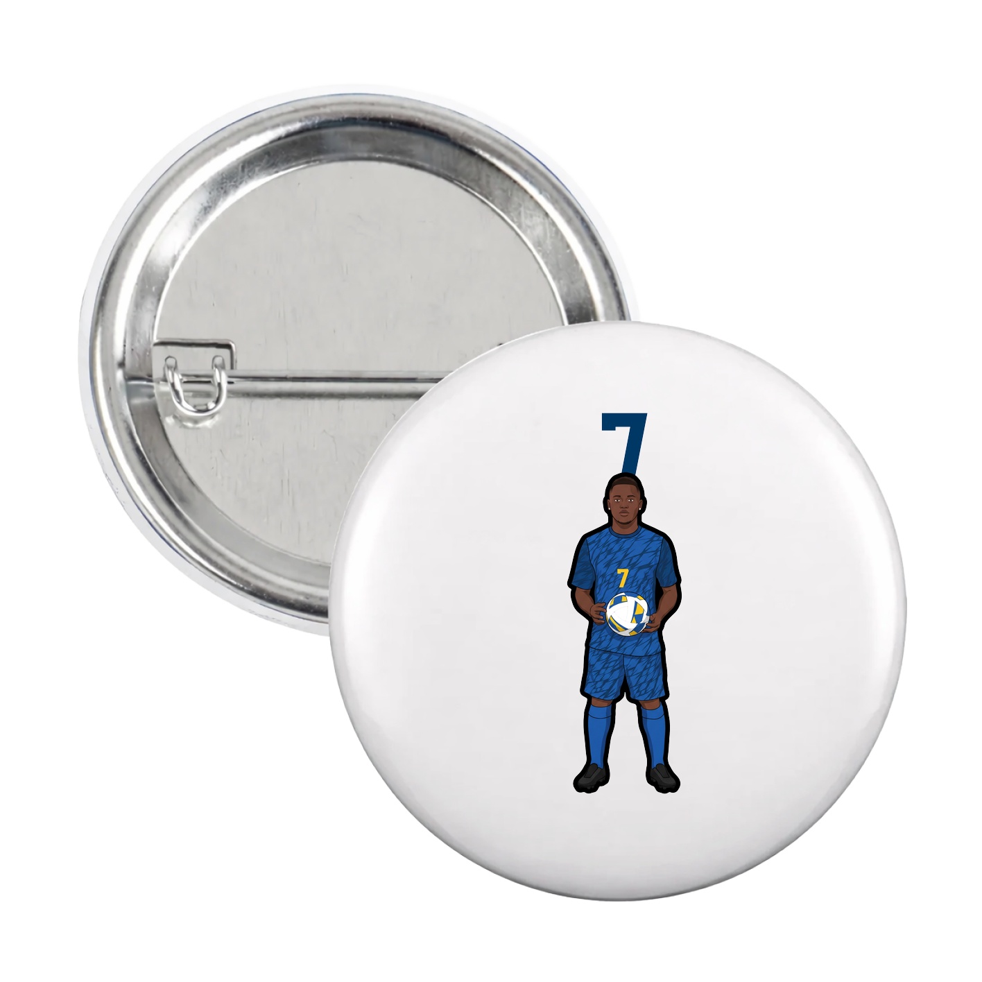 Game Day Button — Number Top in White