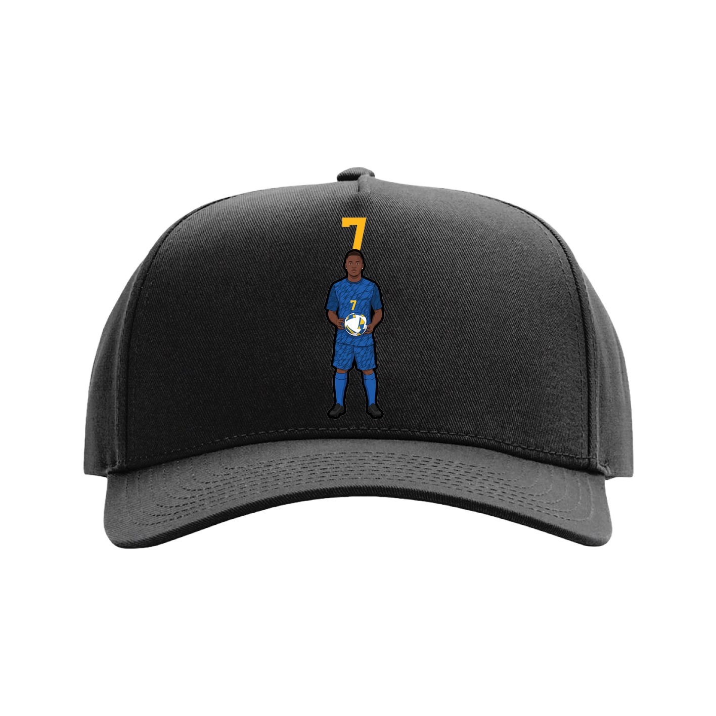 Full Fabric Five-Panel Champ Cap — Number Top in Black