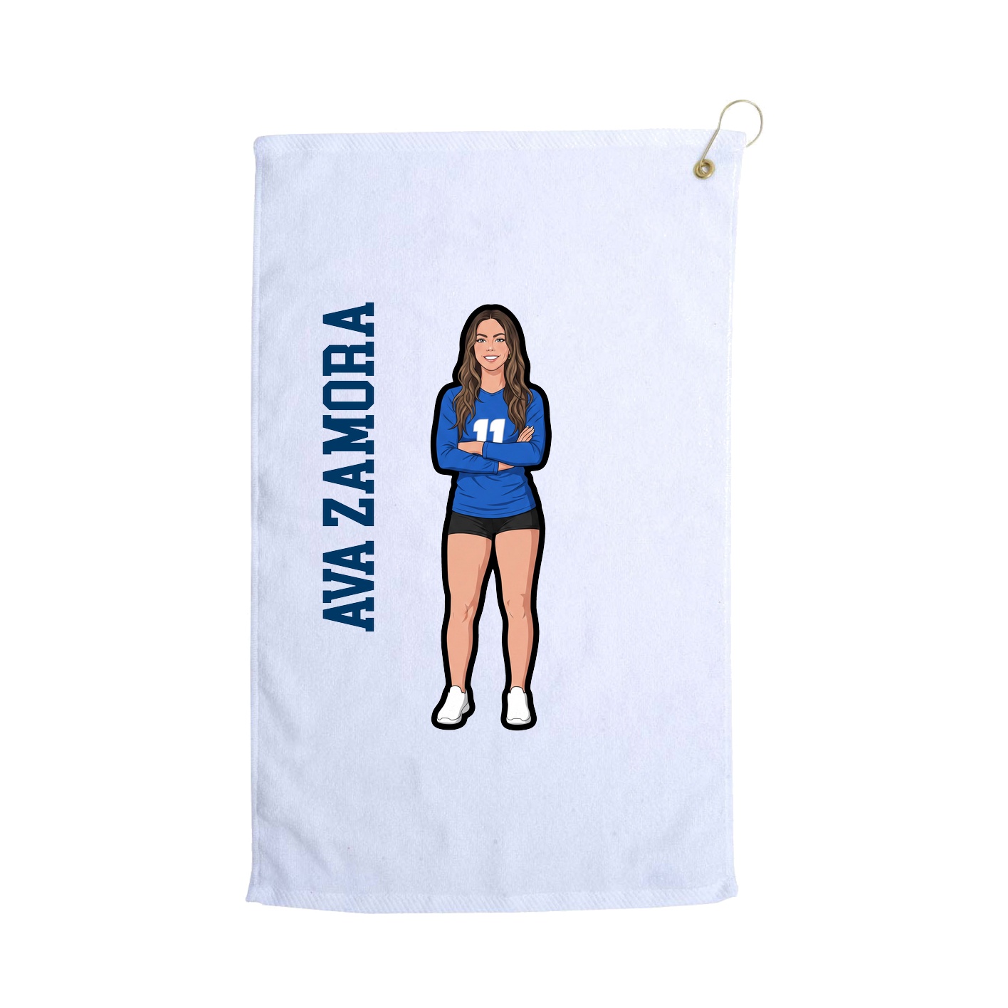 Golf Towel — Name Vertical in White