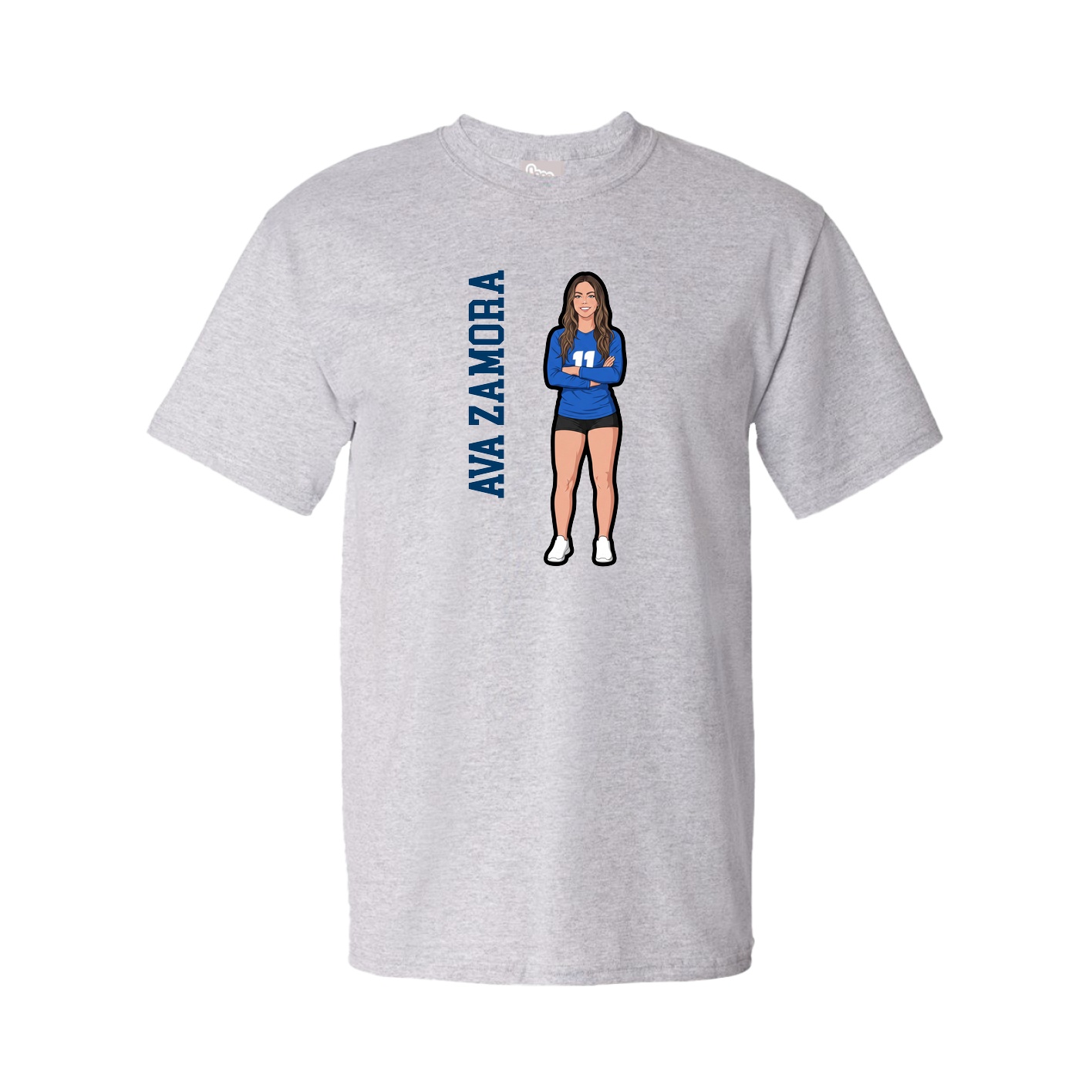 Youth Tee — Name Vertical in Grey