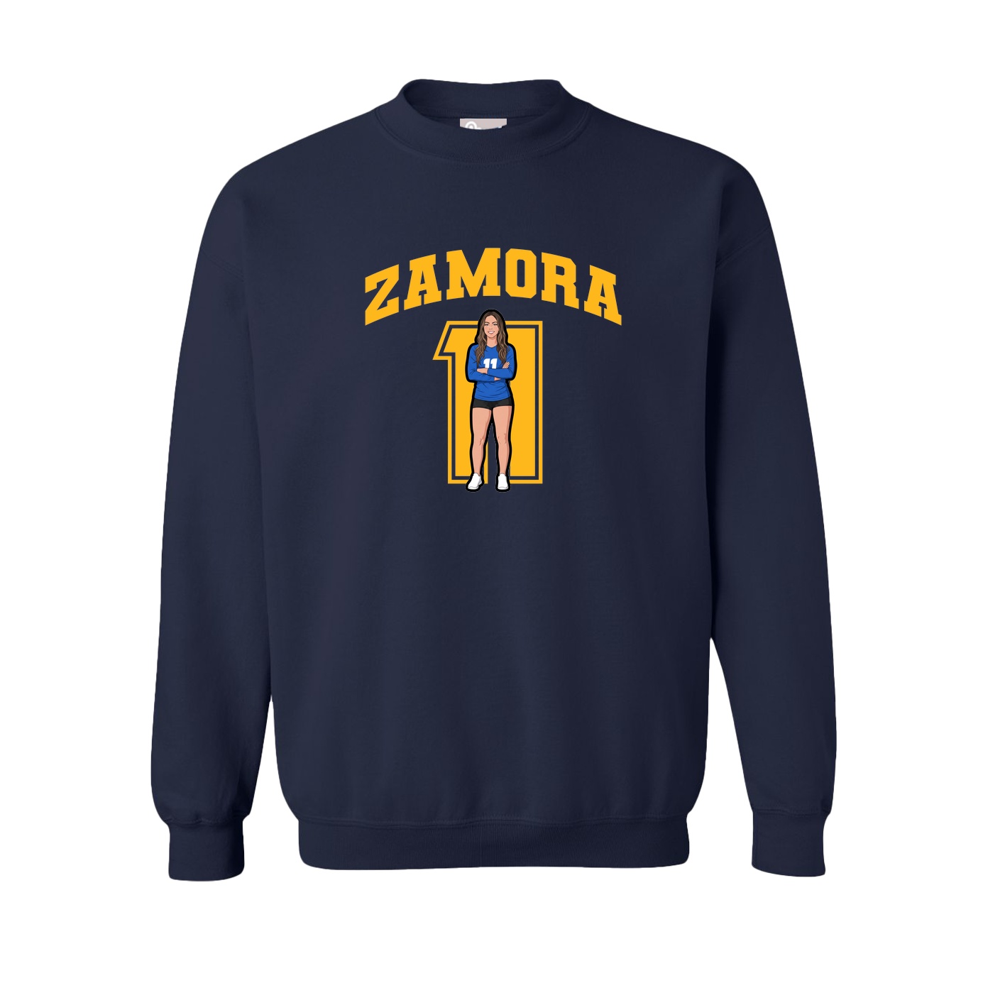 Fleece Crew — Number in Navy