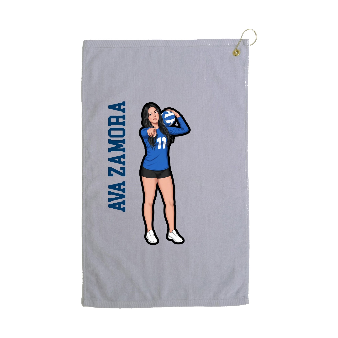 Golf Towel — Name Vertical in Grey