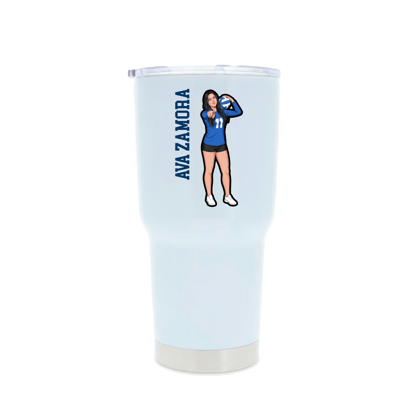 30oz Stainless Steel Tumbler — Name Vertical in White