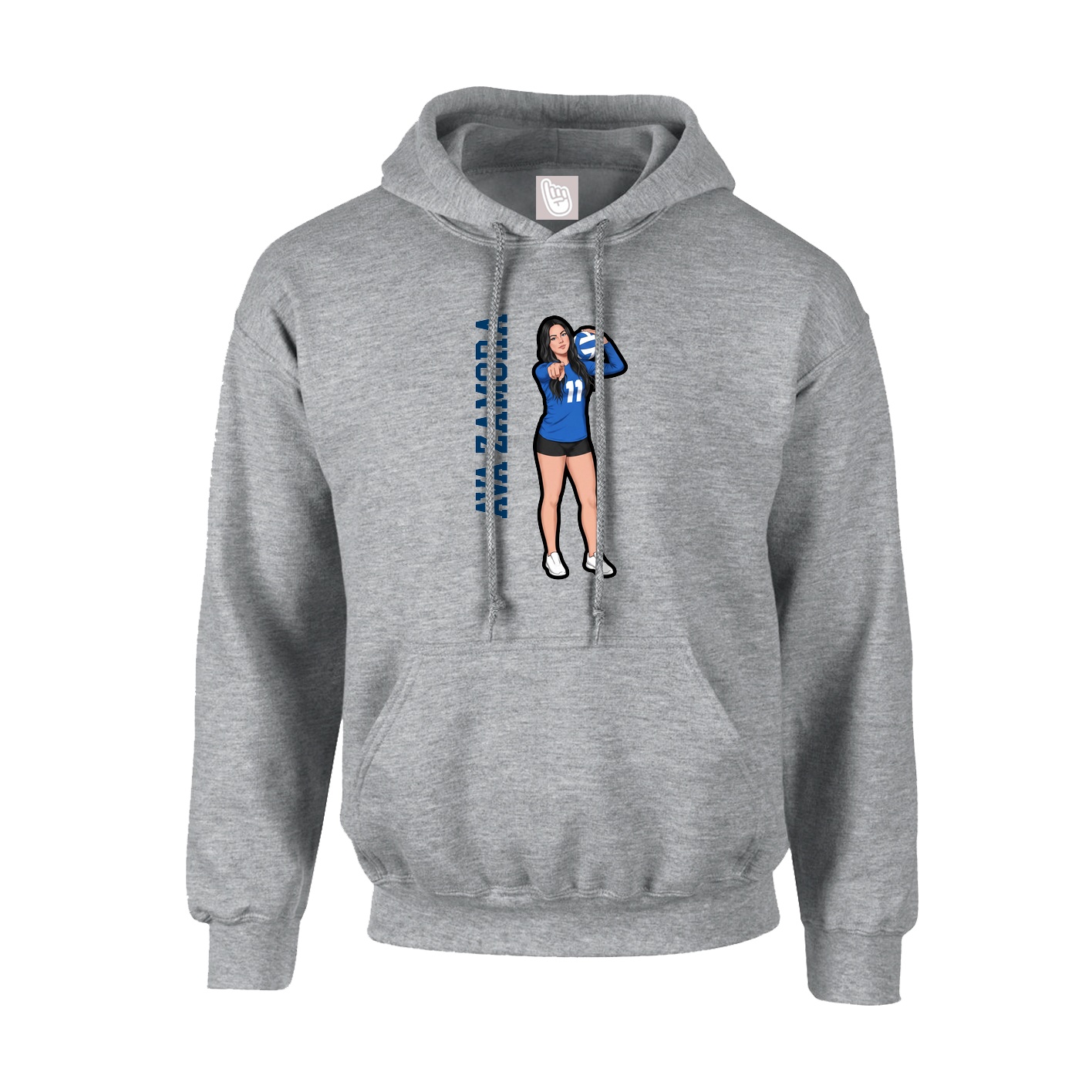 Hoodie — Name Vertical in Grey