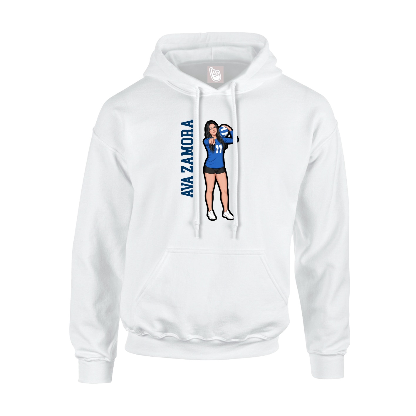 Youth Hoodie — Name Vertical in White