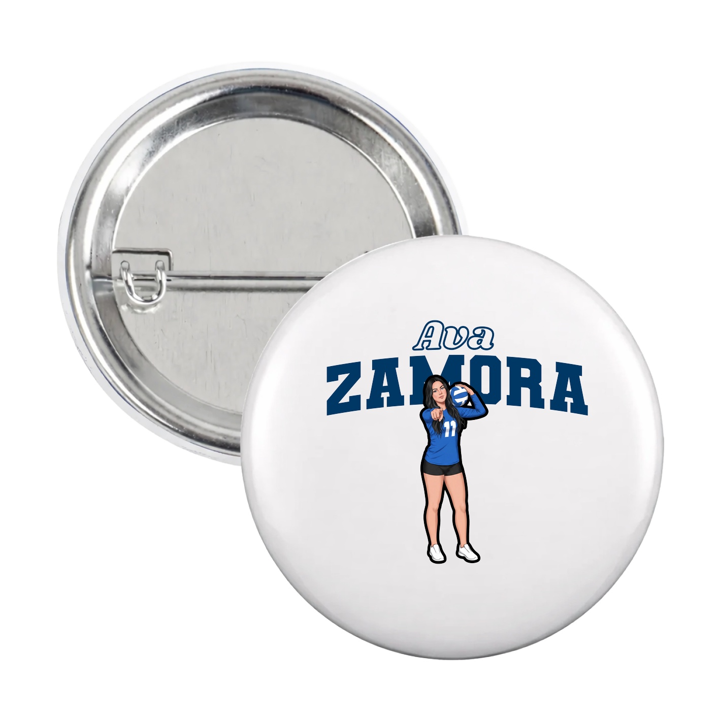 Game Day Button — Name Arch in White
