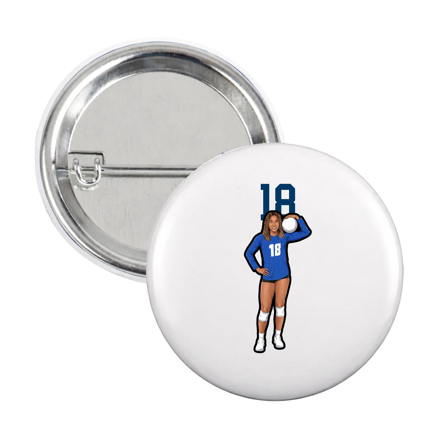 Game Day Button — Number Top in White