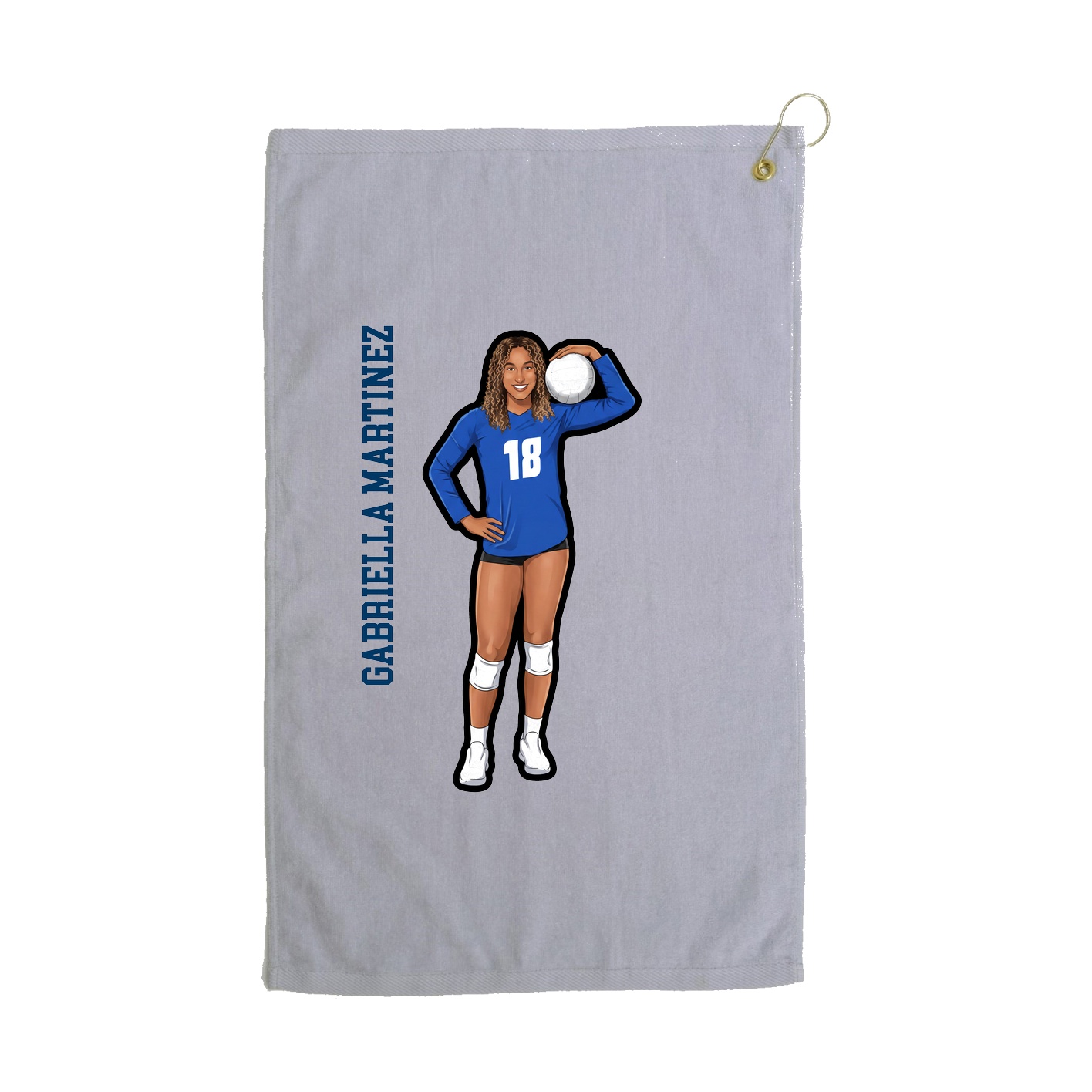 Golf Towel — Name Vertical in Grey