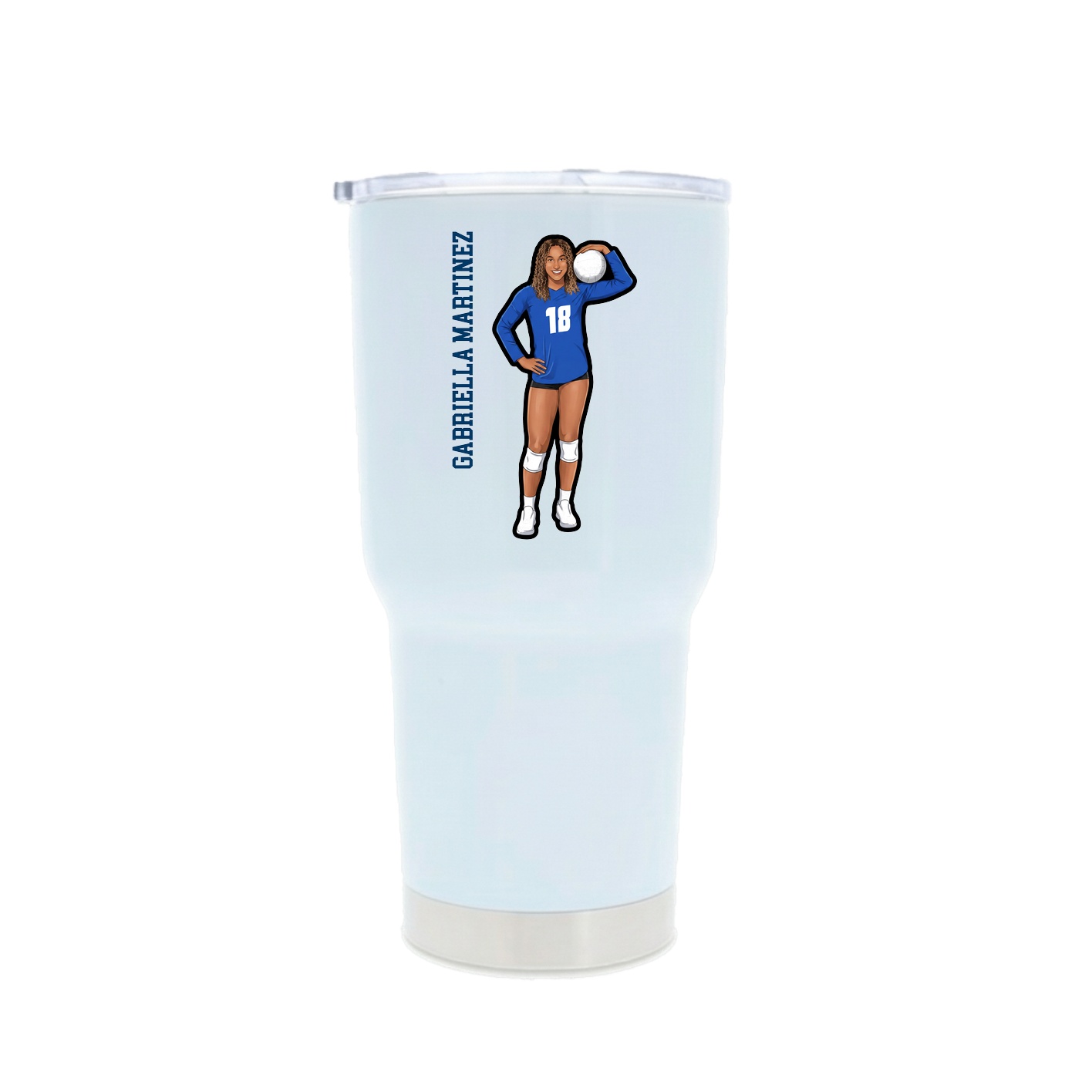 30oz Stainless Steel Tumbler — Name Vertical in White