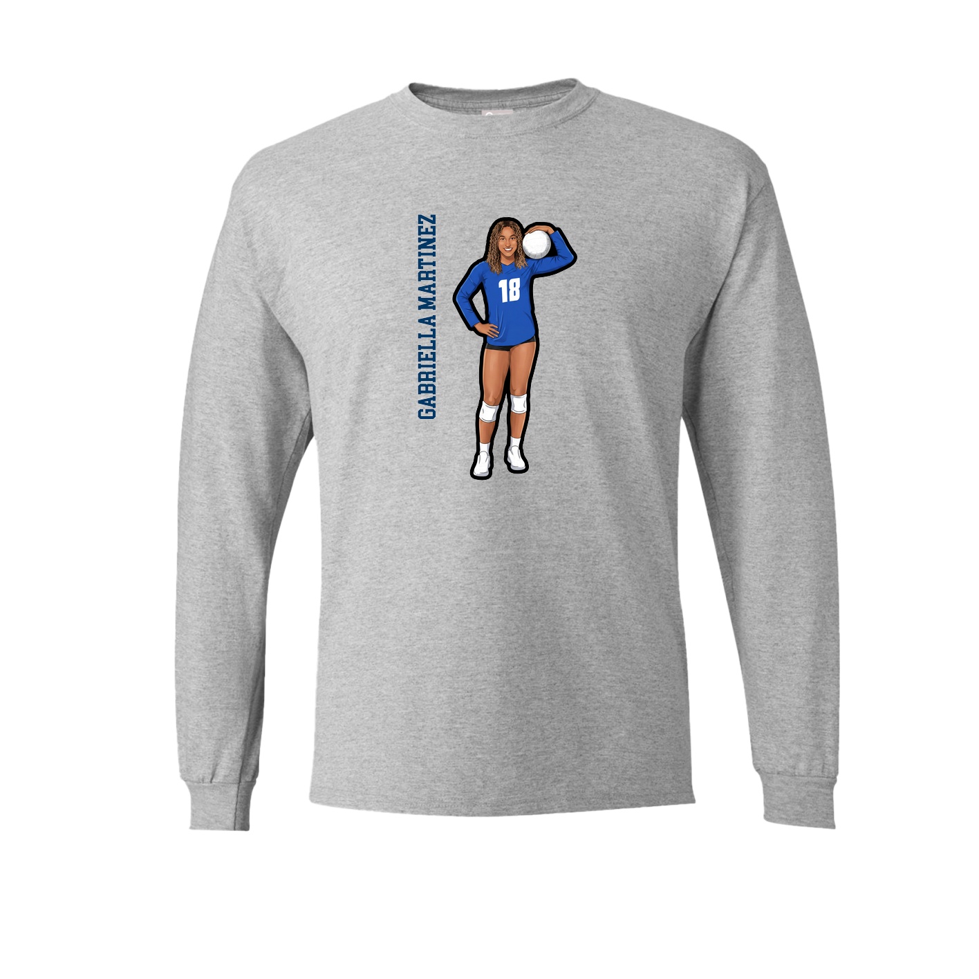Long Sleeve Tee — Name Vertical in Grey