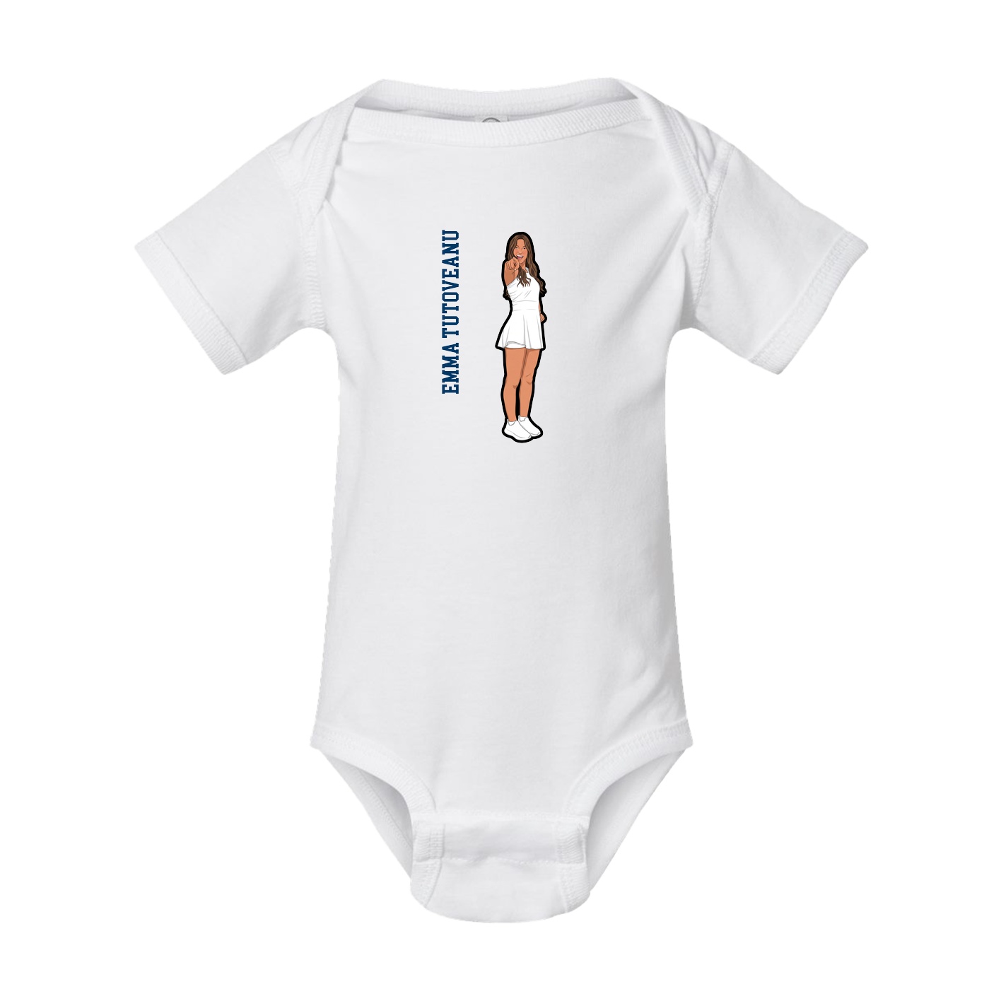 Baby Onesie — Name Vertical in White